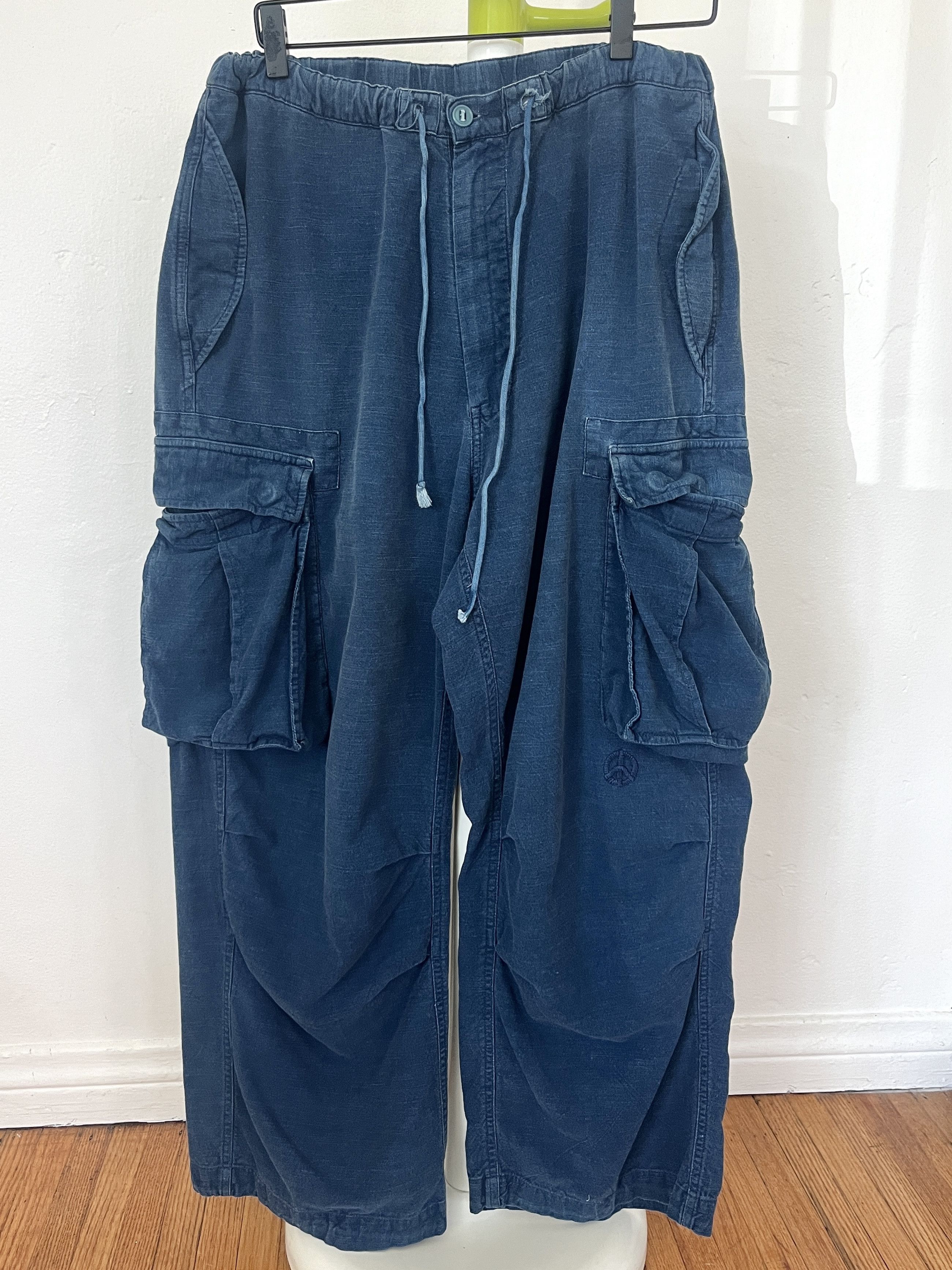 image of Story Mfg Peace Pants Natural Indigo Slub Cargo, Men's (Size 32)
