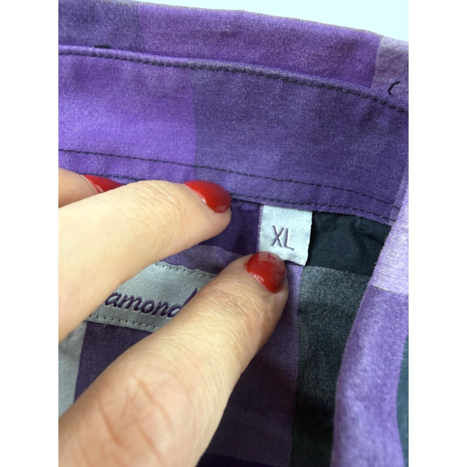 Vintage 7 Diamonds Shirt Mens XL Purple Plaid Long Sleeve Button Front Zip Chest Pocket Size US XL / EU 56 / 4 - 6 Thumbnail
