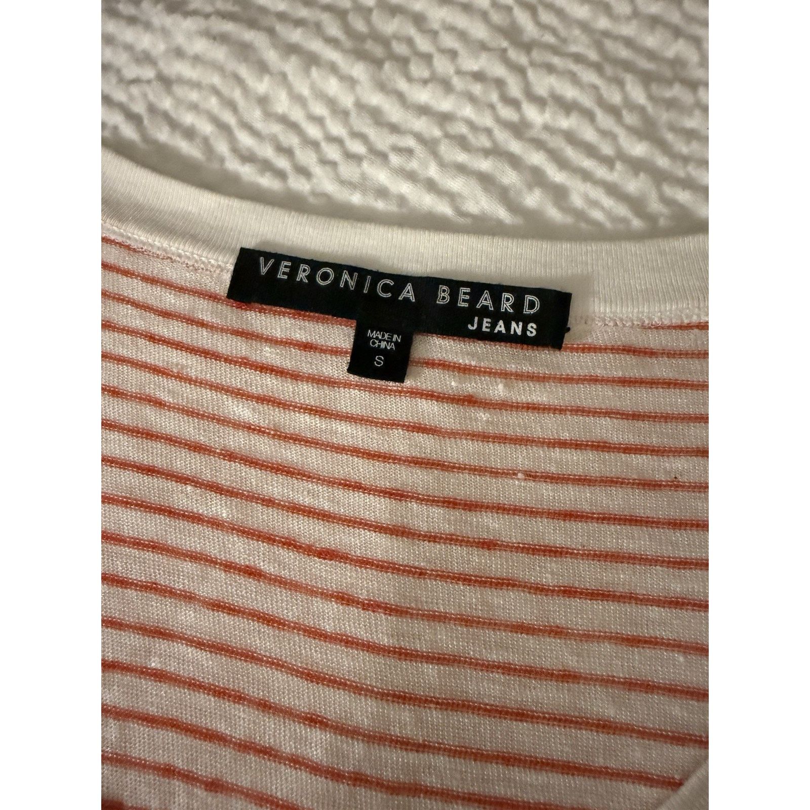 Veronica Beard Veronica Beard Red Striped Linen Scoop T Shirt Gold Buttons Size S / US 4 / IT 40 - 4 Thumbnail