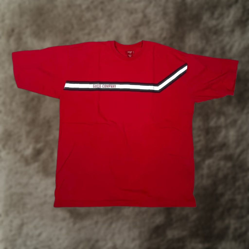 Guess VINTAGE Guess T-Shirt Mens 2XL Red Chest Stripe Logo Graphic Y2K Shirt Short Sleeve Cotton Jersey Crew Neck G81 Size US XXL / EU 58 / 5 - 1 Thumbnail