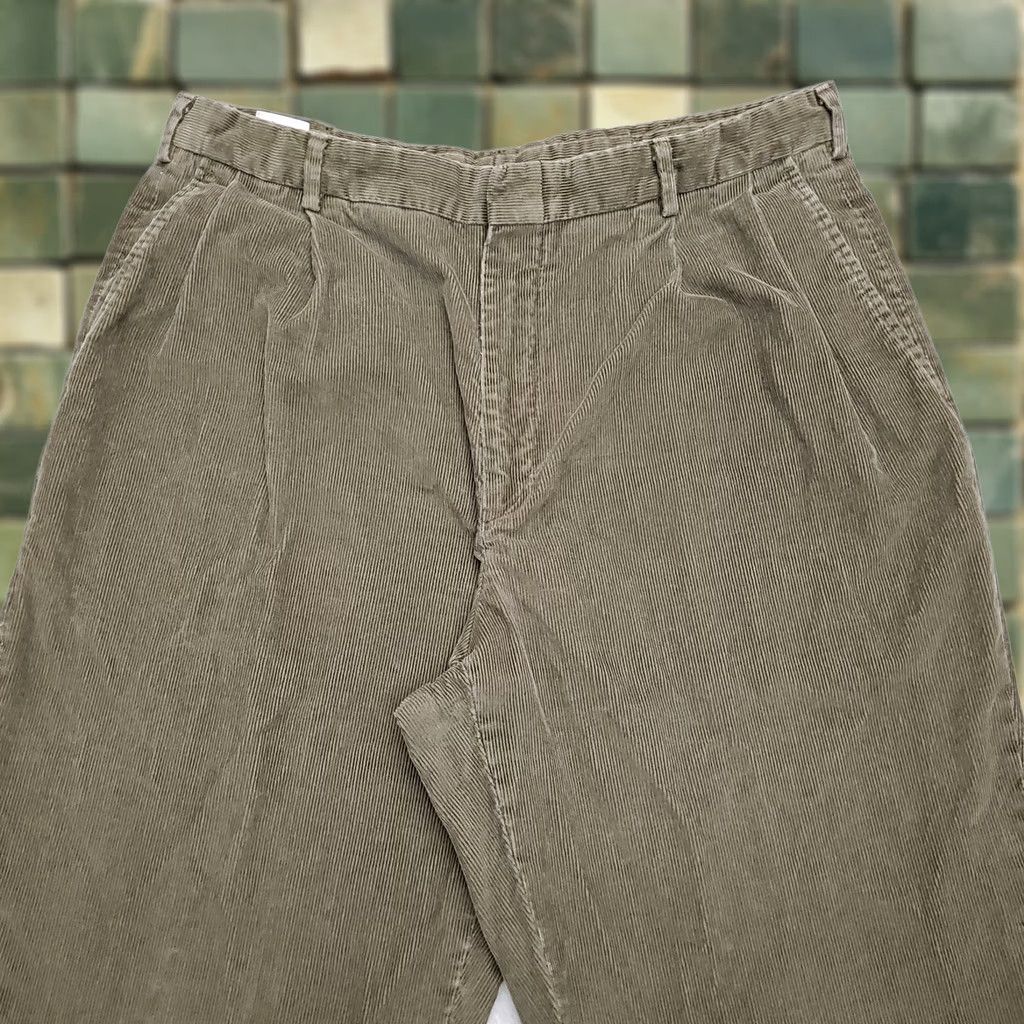 Lands' End Lands' End Pants Womens 35x30 Green Corduroy Pleated Tapered 70s Retro Casual Chino Straight Front Vintage Girls Womens Size 24" / US 00 / IT 34 - 1 Thumbnail