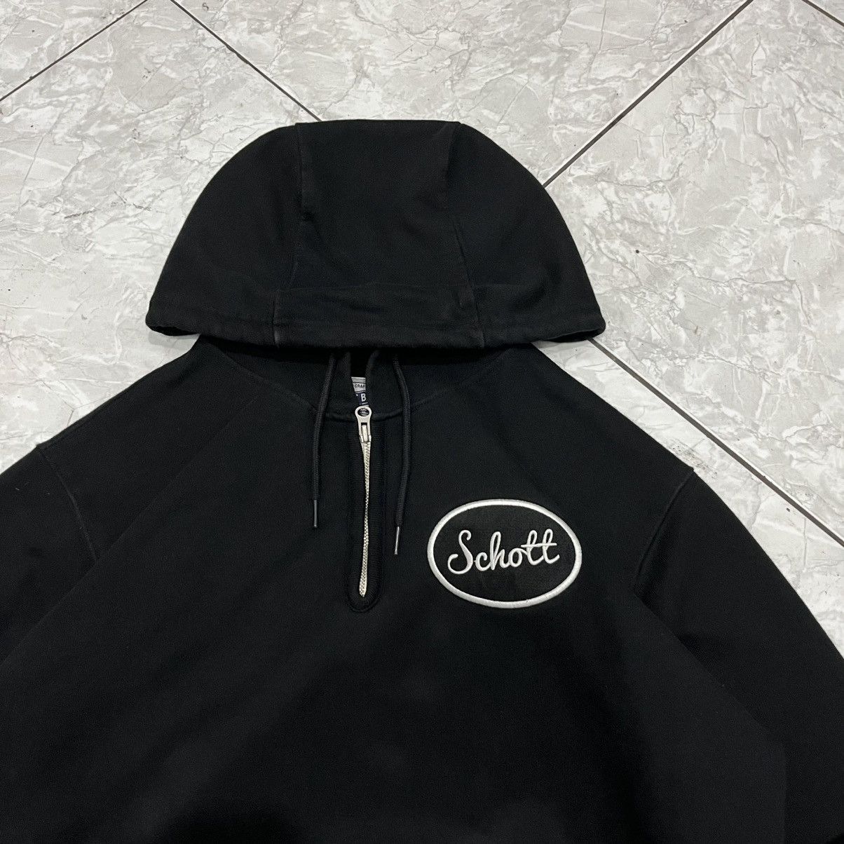 Schott Rare🔥Schott Bros. Half Zip Hoodie – American Classic! Size US L / EU 52-54 / 3 - 2 Thumbnail