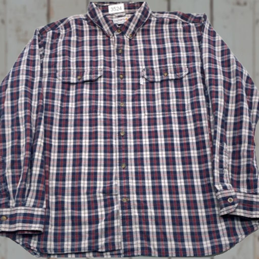 Carhartt Carhartt Mens 2XL Long Sleeve Button-Up Fort Plaid Shirt Relaxed Fit Knit Cotton Multicolor 102214 Size US XXL / EU 58 / 5 - 1 Thumbnail