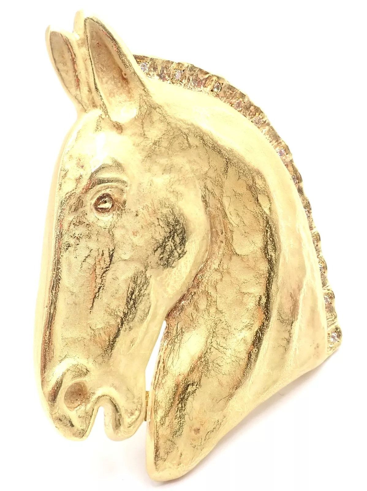Hermes Paris 18k Solid Yellow Gold Diamond Horse Extra Large Brooch Size ONE SIZE - 3 Thumbnail