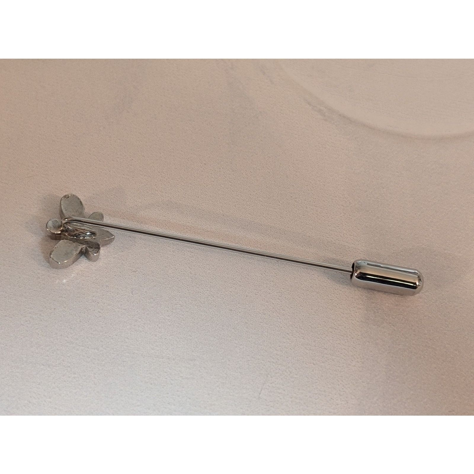 Vintage Super Cute VTG1980s Silver-Tone Butterfly Stick Pin 2.25" Size ONE SIZE - 3 Thumbnail