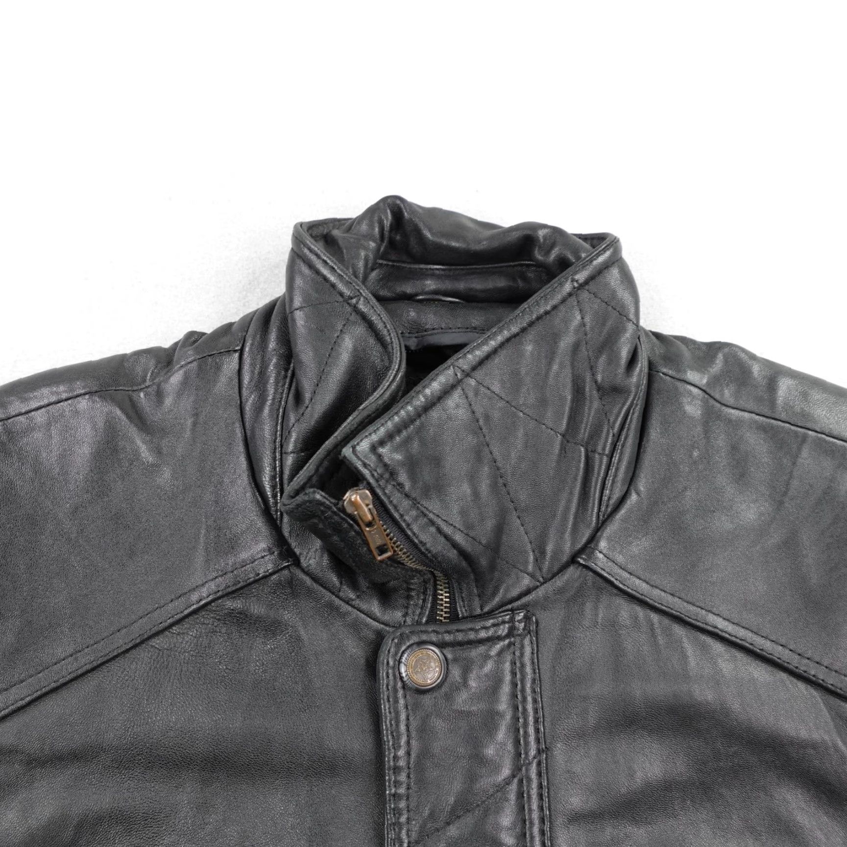 G-III Vintage G-III Global Identity Leather Jacket Large Black Bomber Zip Snap Moto Size US L / EU 52-54 / 3 - 2 Thumbnail