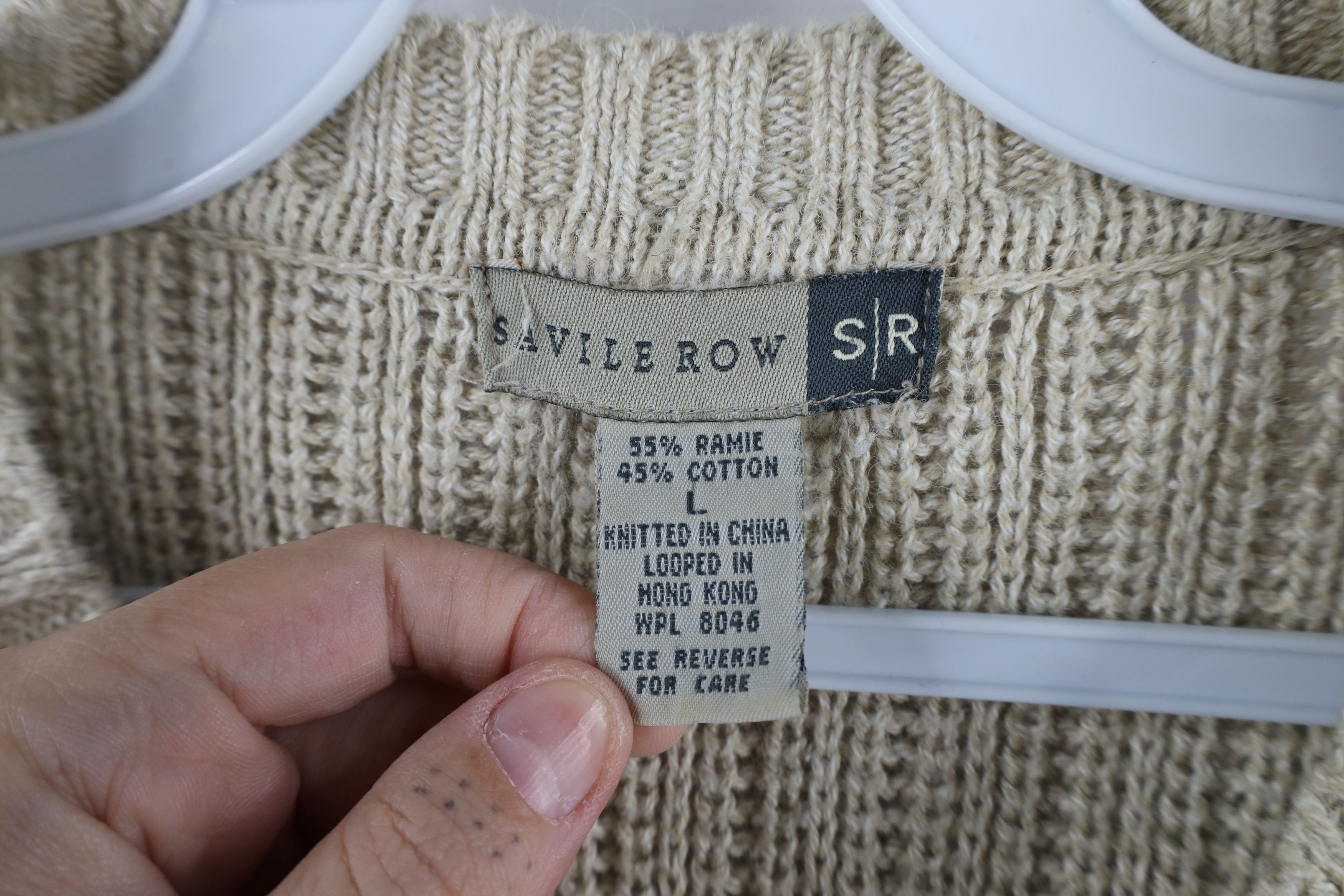 Vintage Vintage 90s Streetwear Ribbed Knit Crewneck Sweater Beige Size US L / EU 52-54 / 3 - 5 Thumbnail