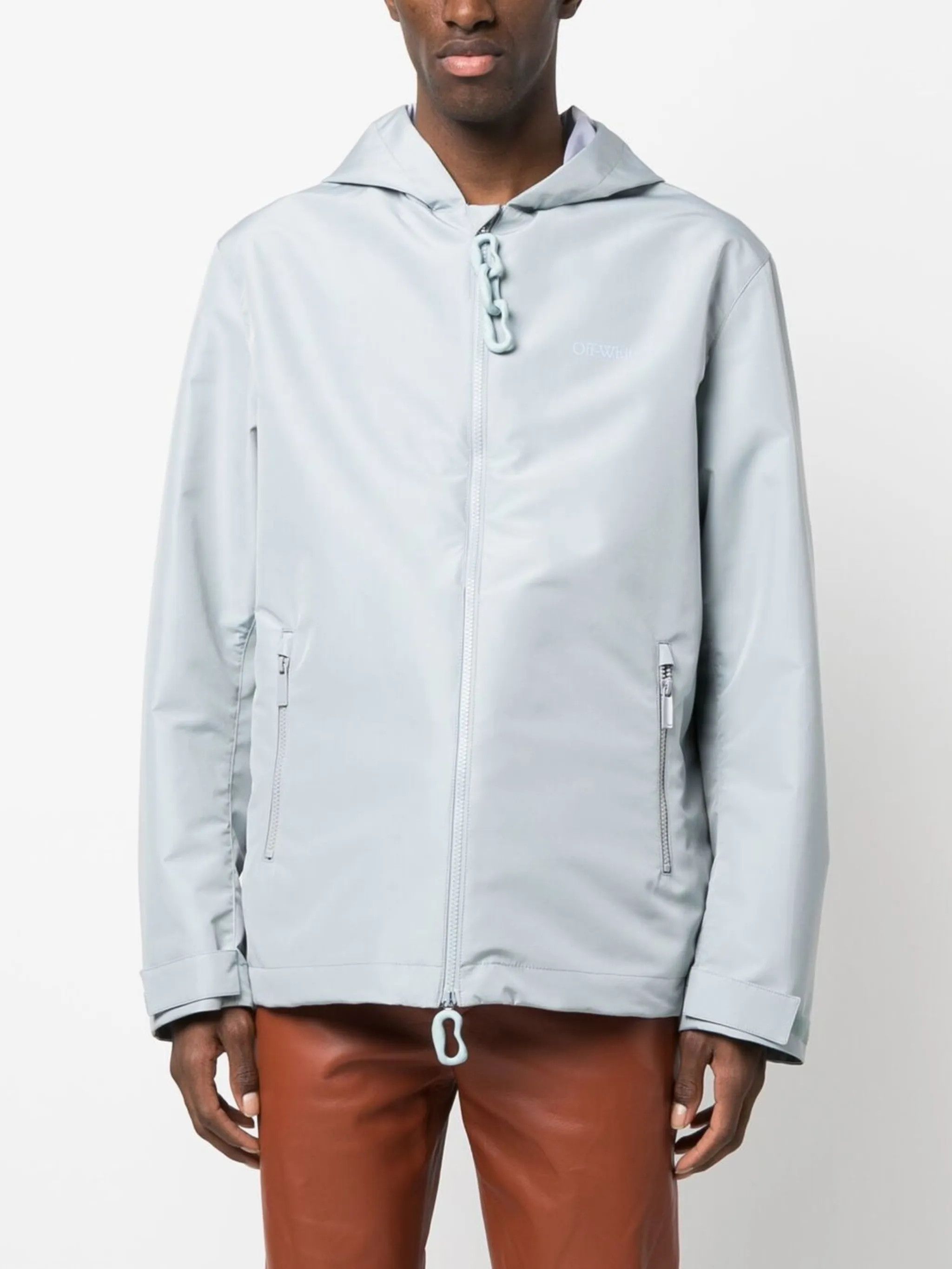 Off-White o1gr1nt0125 Quote Summer Windbreaker Jacket in Light Blue Size US XL / EU 56 / 4 - 3 Thumbnail