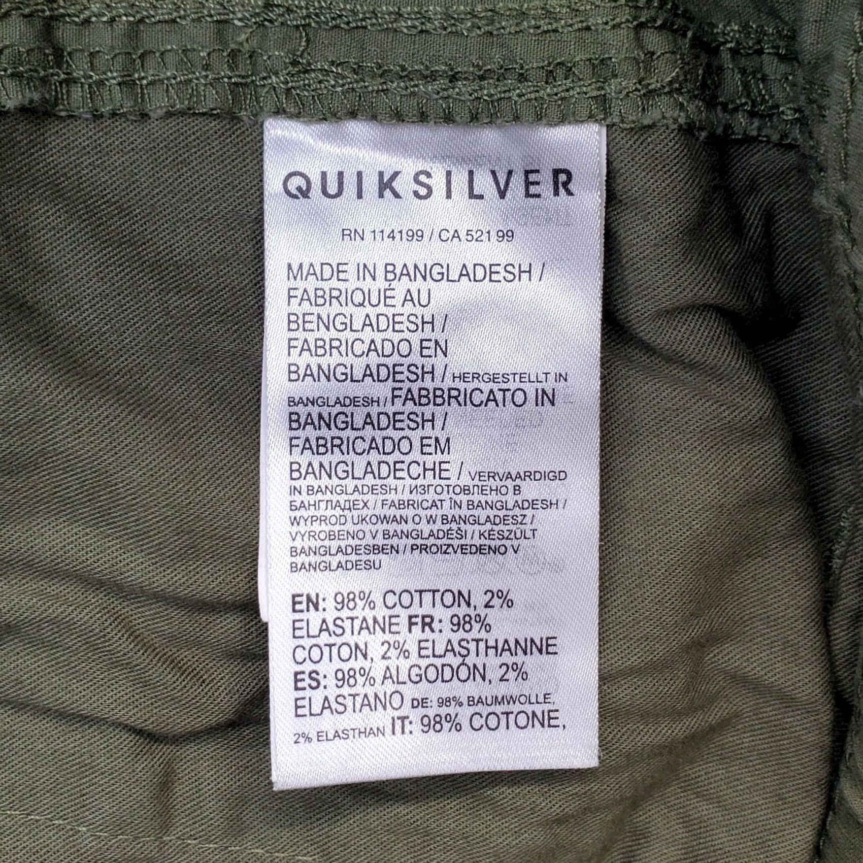 Quiksilver Quiksilver Cargo Shorts Mens L Green Casual Athletic Fit Drawstring Waist Size US 33 - 7 Thumbnail