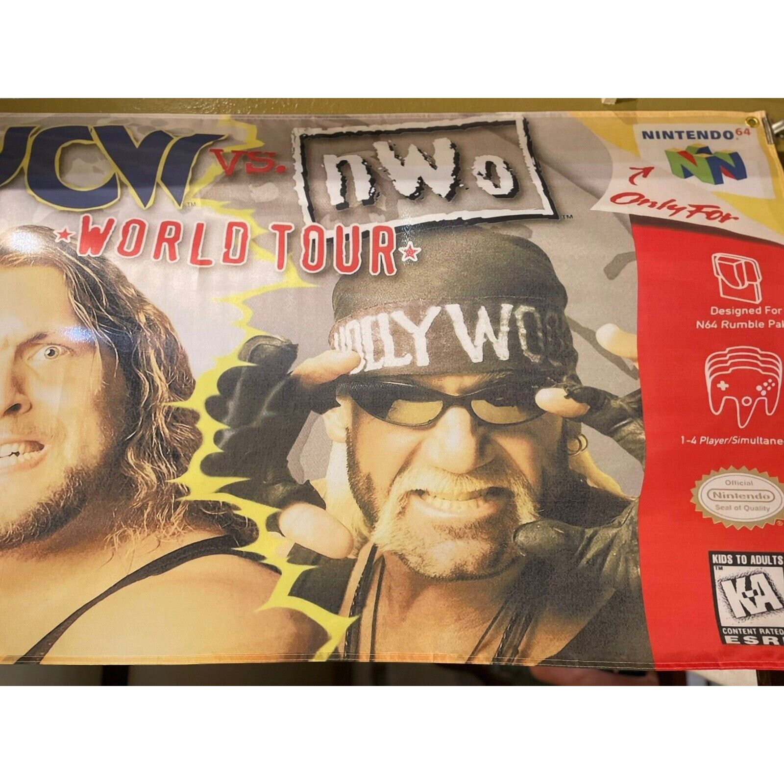 Other WCW Vs NWO World Tour Nintendo N64 5ft Flag Banner Poster 64 Size ONE SIZE - 3 Thumbnail