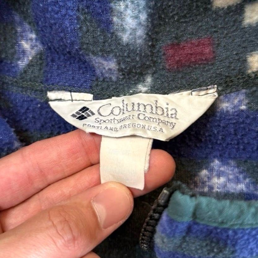Vintage VINTAGE Columbia Jacket Mens L Geometric Fleece Pullover 1/2 Zip Green US 90s Outdoor Winter Fall Spring Size US L / EU 52-54 / 3 - 3 Thumbnail