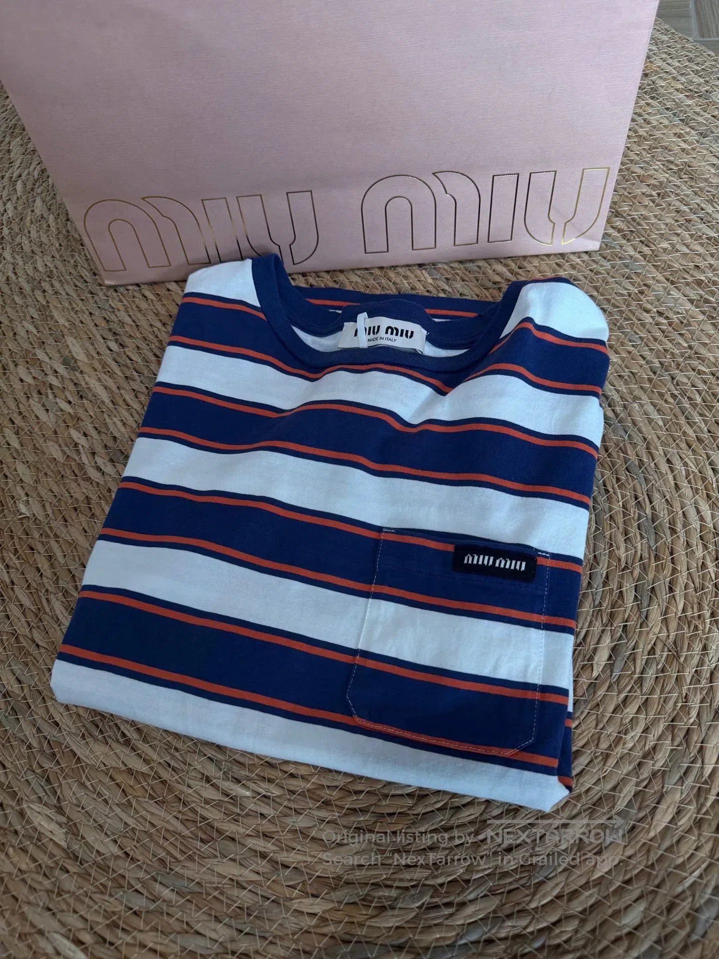 Miu Miu Miu Miu 24SS Blue White Stripe Tee. Size XS / US 0-2 / IT 36-38 - 2 Thumbnail