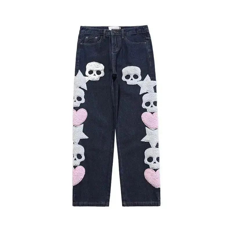 Japanese Brand Skull Streetwear Denim Jeans Hip Hop Retro Skeleton Size US 32 / EU 48 - 4 Thumbnail