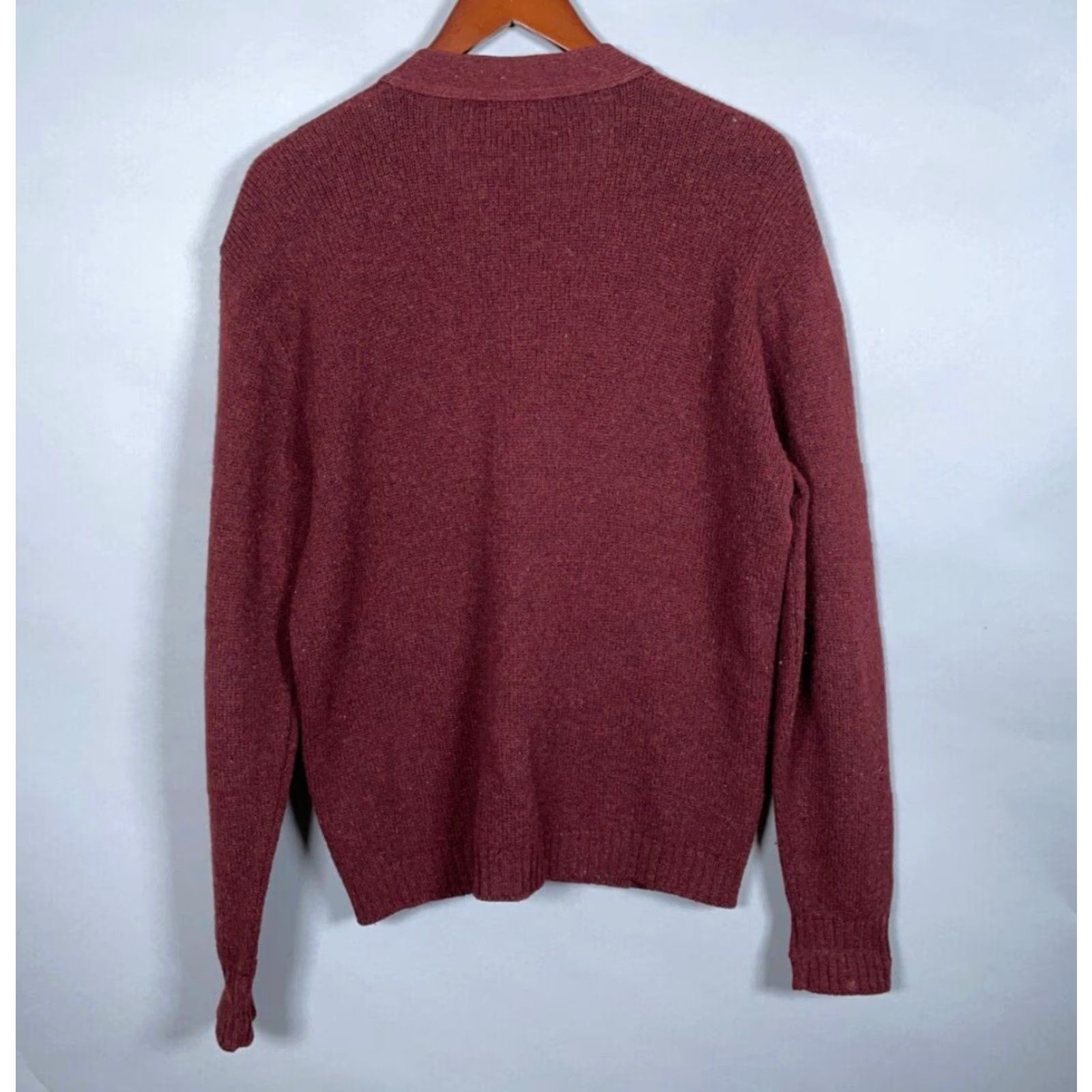 Jantzen VINTAGE Jantzen Cardigan Sweater Mens M Dark Red Knit 70s Grandpa style Wool-Acrylic Lightweight Knitwear - 80s Retro Hipster Preppy Size US M / EU 48-50 / 2 - 3 Thumbnail