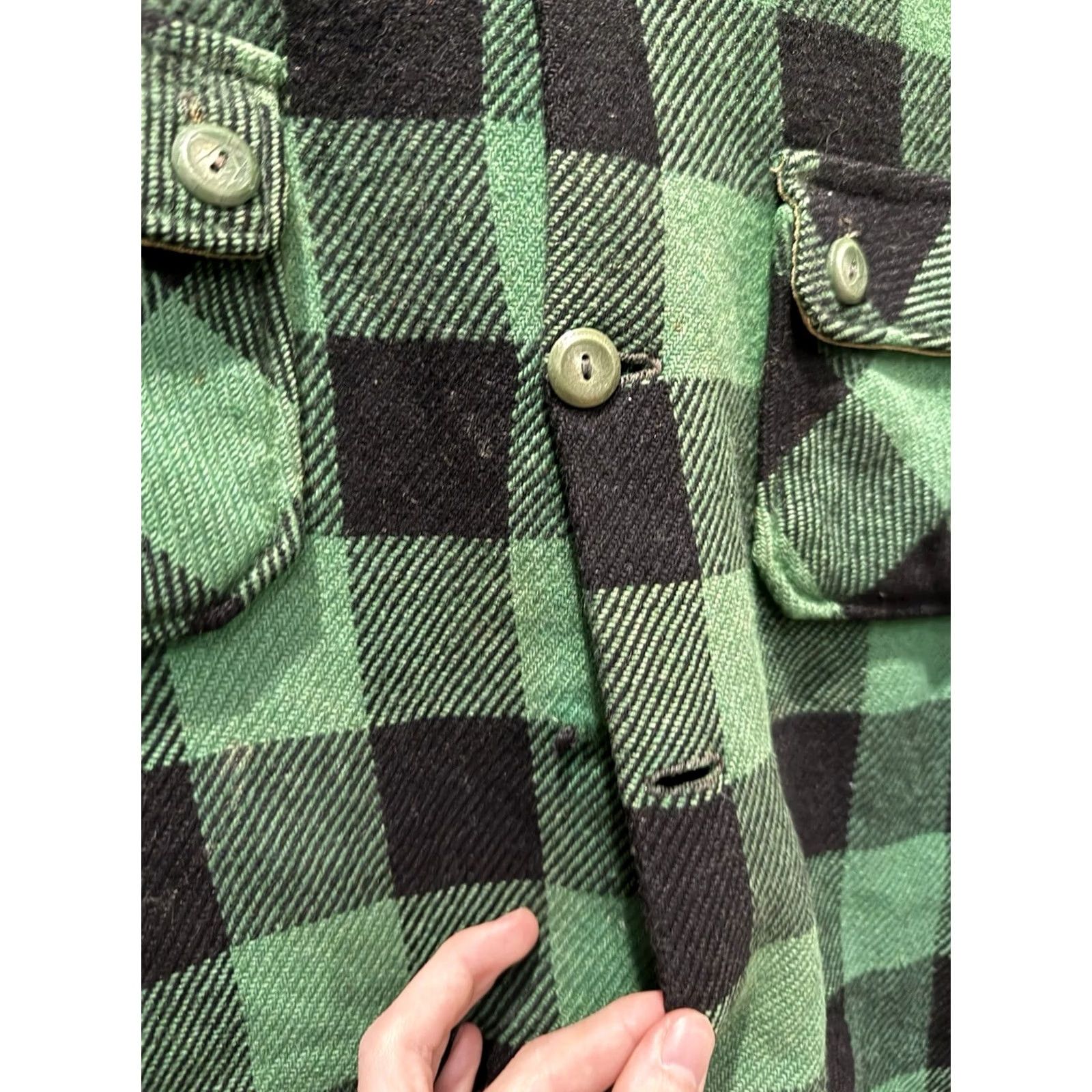 Vintage VINTAGE Green Plaid Wool Button Up Flannel Shirt Medium Mens USA Made 50’s Size US M / EU 48-50 / 2 - 4 Thumbnail