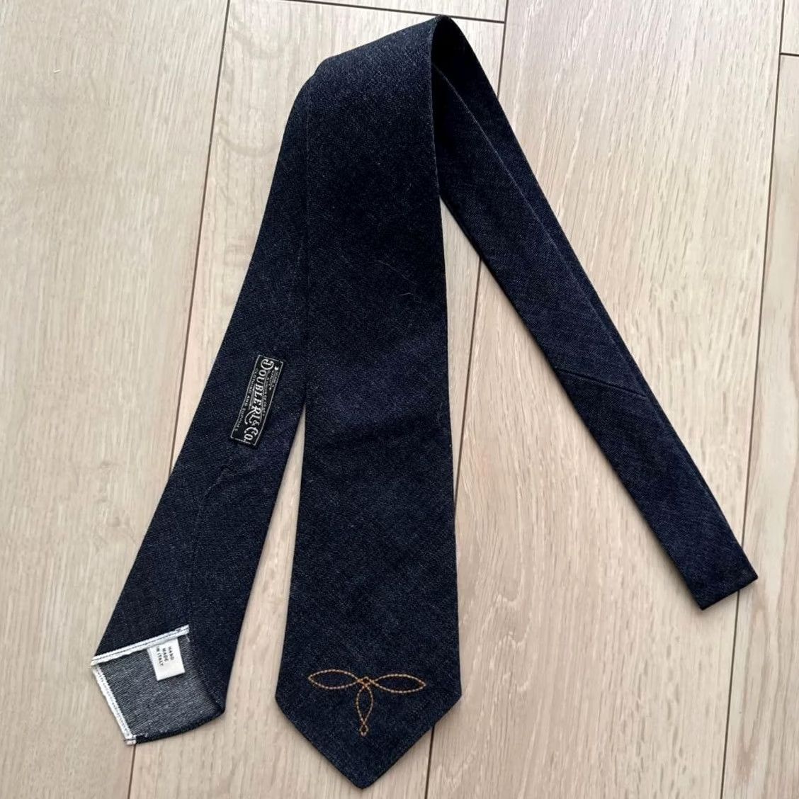Ralph Lauren VINTAGE RRL Ralph Lauren Medallion Stich Indigo Denim Tie Handmade Blue Excellent Size ONE SIZE - 2 Thumbnail