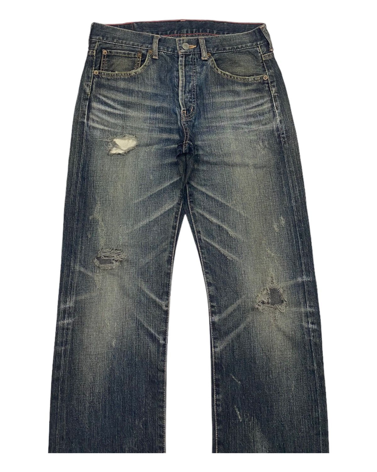 If Six Was Nine × Japanese Brand × Le Grande Bleu (L.G.B.) SOUL OF FREEDOM DISTRESSED DENIM JEANS RARE Size US 31 - 5 Thumbnail