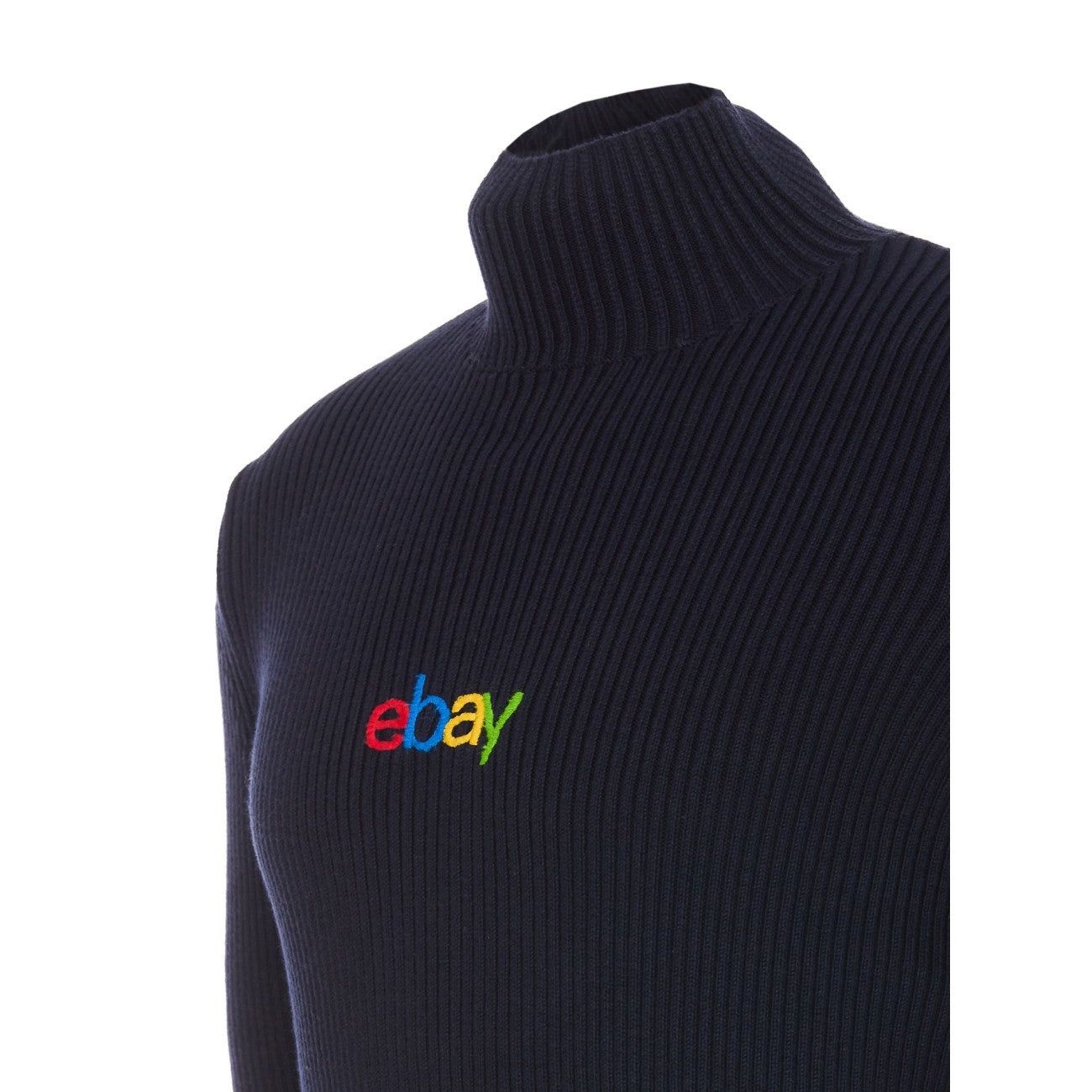 Balenciaga × eBay o1w1db11225 Long Fitted Turtleneck Sweater in Navy Size US M / EU 48-50 / 2 - 2 Thumbnail