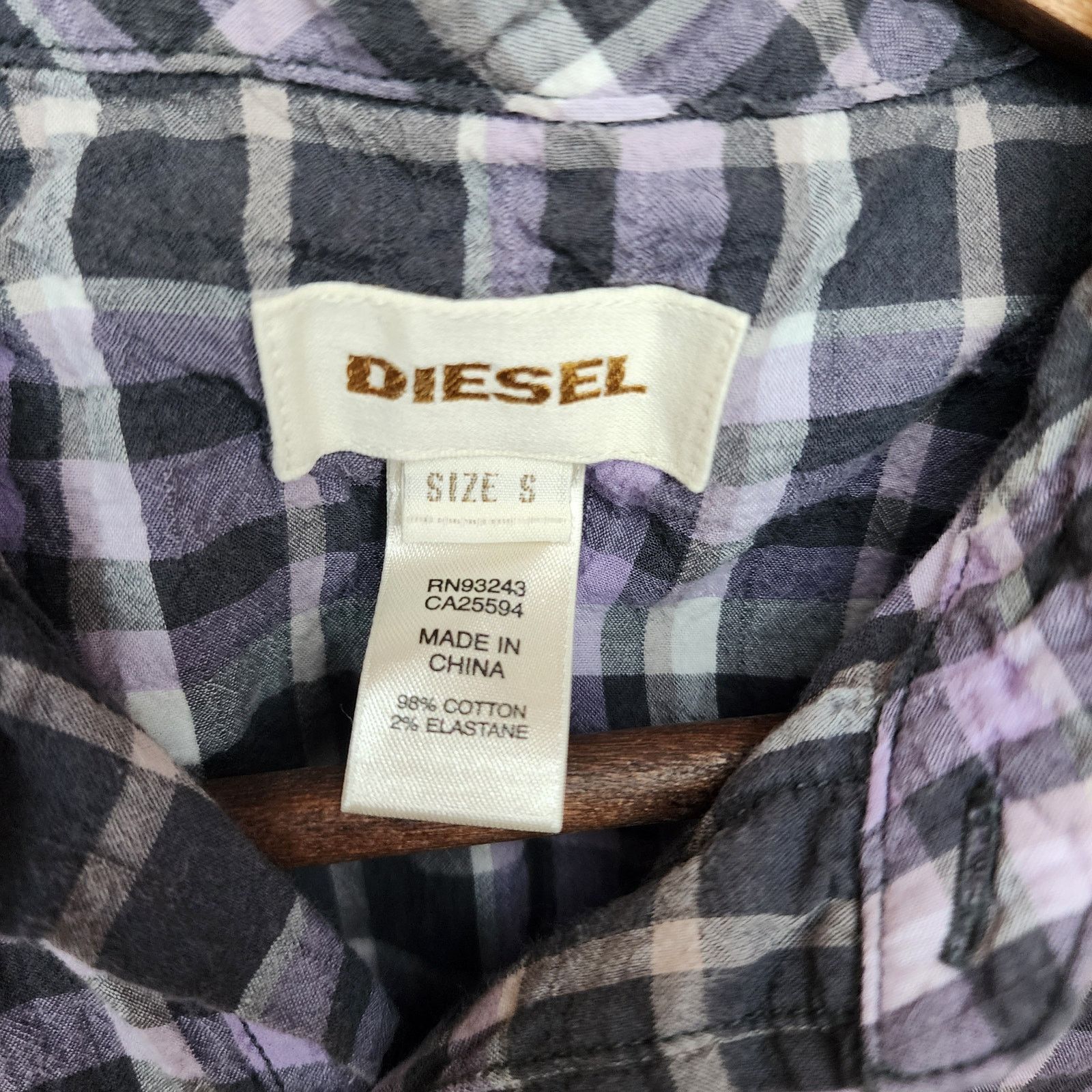 Diesel Diesel Y2K Women's S Long Fit Purple Plaid Shirt Size S / US 4 / IT 40 - 4 Thumbnail