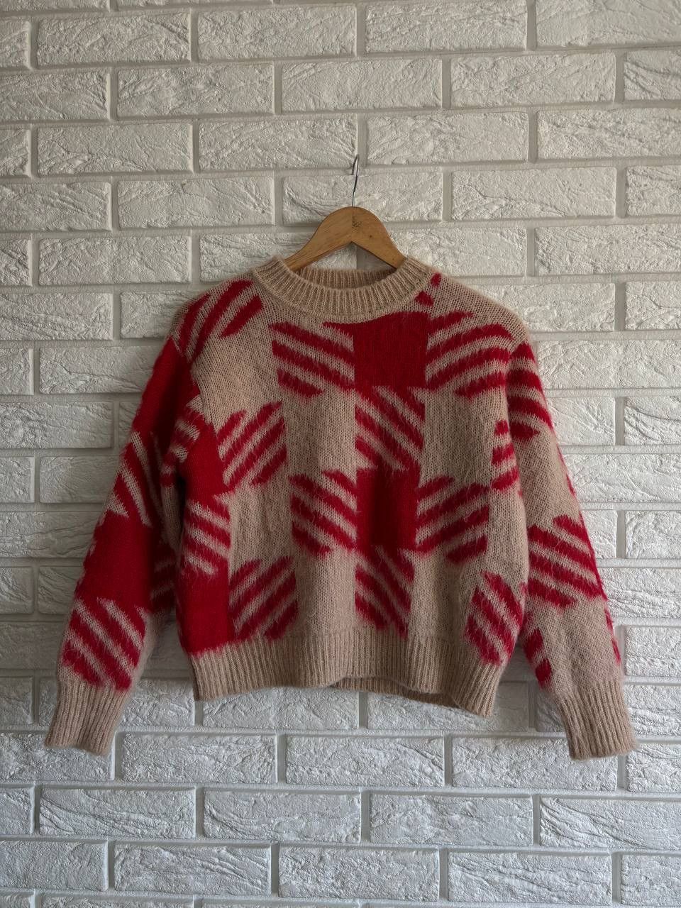 Sandro Sandro Ginn Checked Jacquard Sweater in Red RRP~380$ Size S / US 4 / IT 40 - 3 Thumbnail