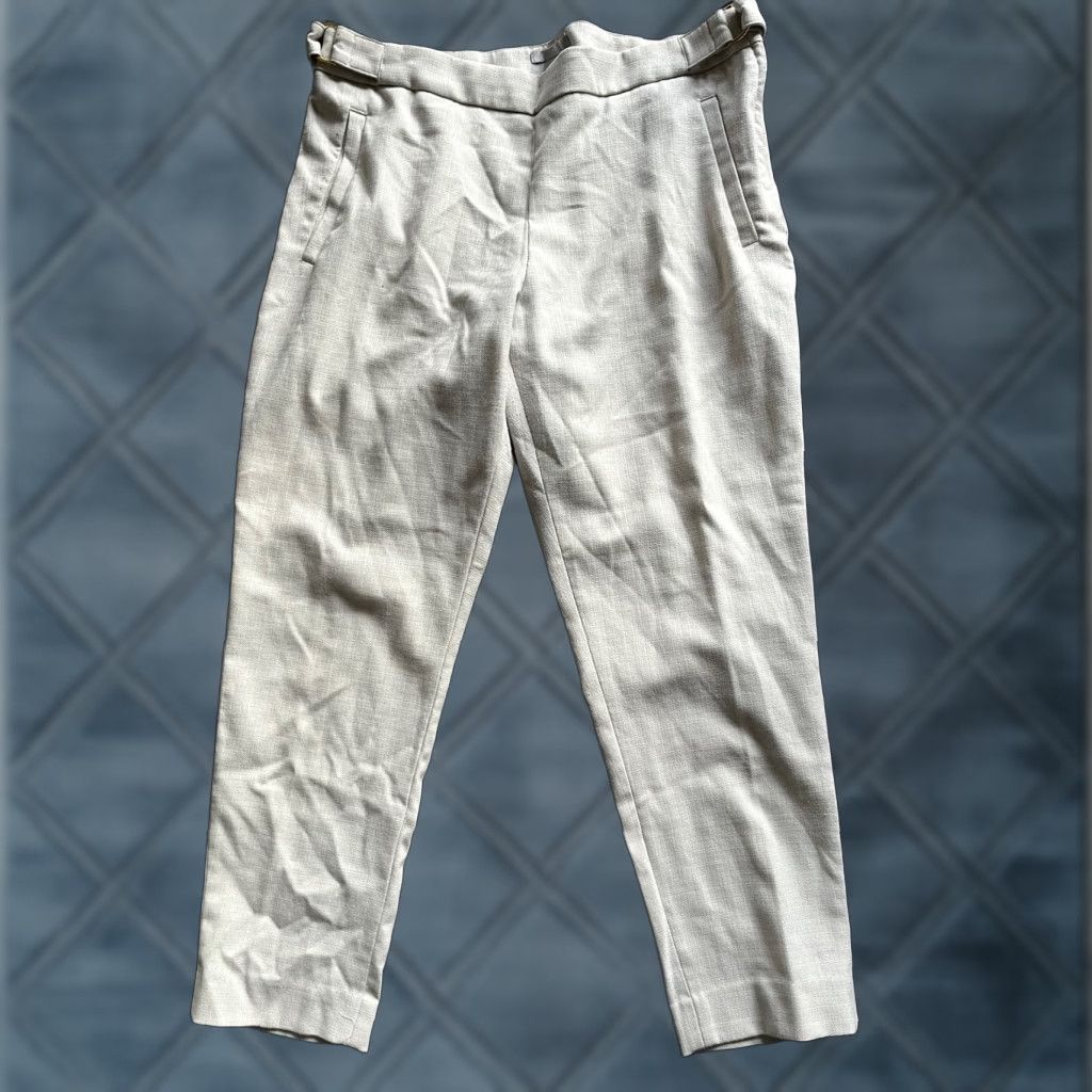 H&M H&M Pants Womens 12 Beige High Rise Side Zip Trousers Casual Classiccore Preppy Size 34" / US 12 / IT 48 - 1 Thumbnail