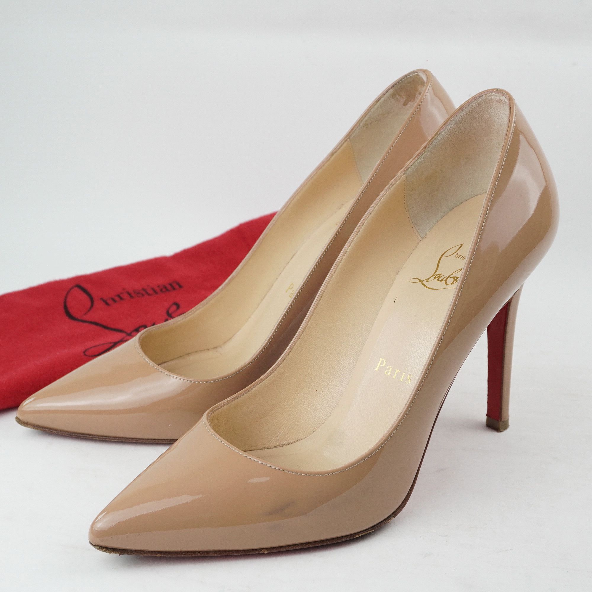 Christian Louboutin Christian Louboutin Heel Beige Pointed Toe Patent Leather Size US 6.5 / IT 36.5 - 12 Thumbnail