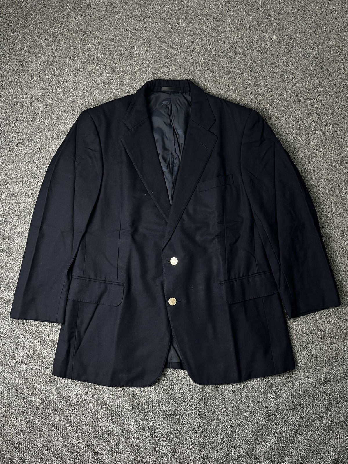 Burberry 80s Burberrys Black Tasmania Wool Blazer Size 44R - 1 Thumbnail