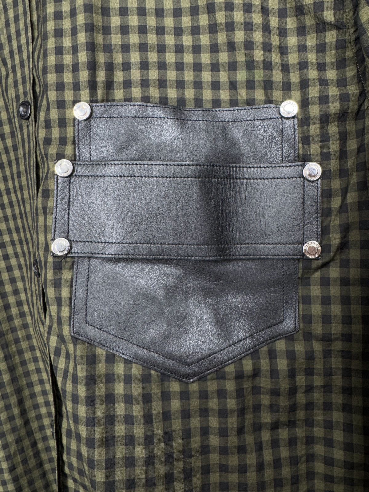 Givenchy Givenchy green checkered leather trim contemporary fit shirt Size US L / EU 52-54 / 3 - 7 Thumbnail