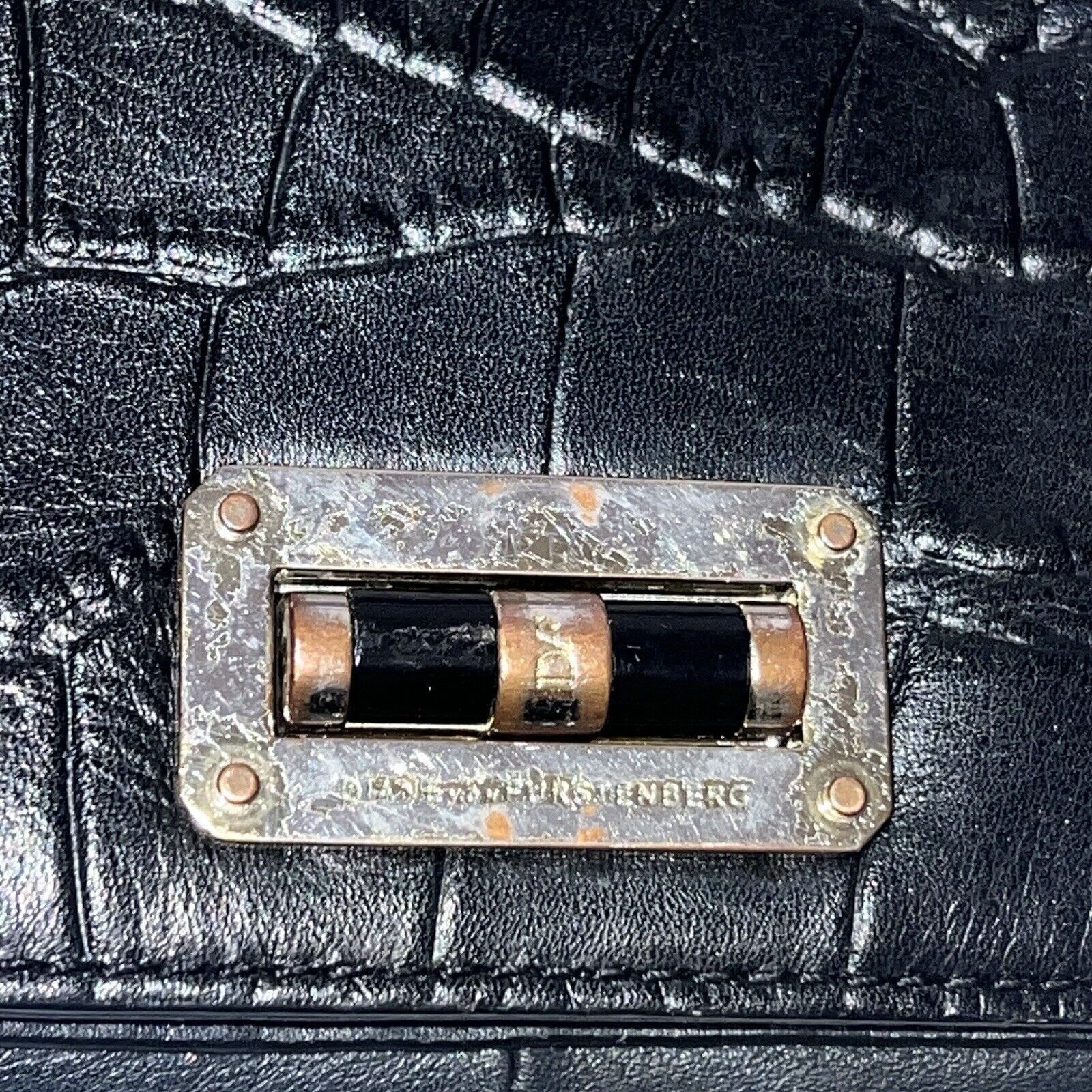 Diane von Furstenberg DVF Diane Von Furstenberg Mini Croc Embossed Leather Clutch Size ONE SIZE - 3 Thumbnail