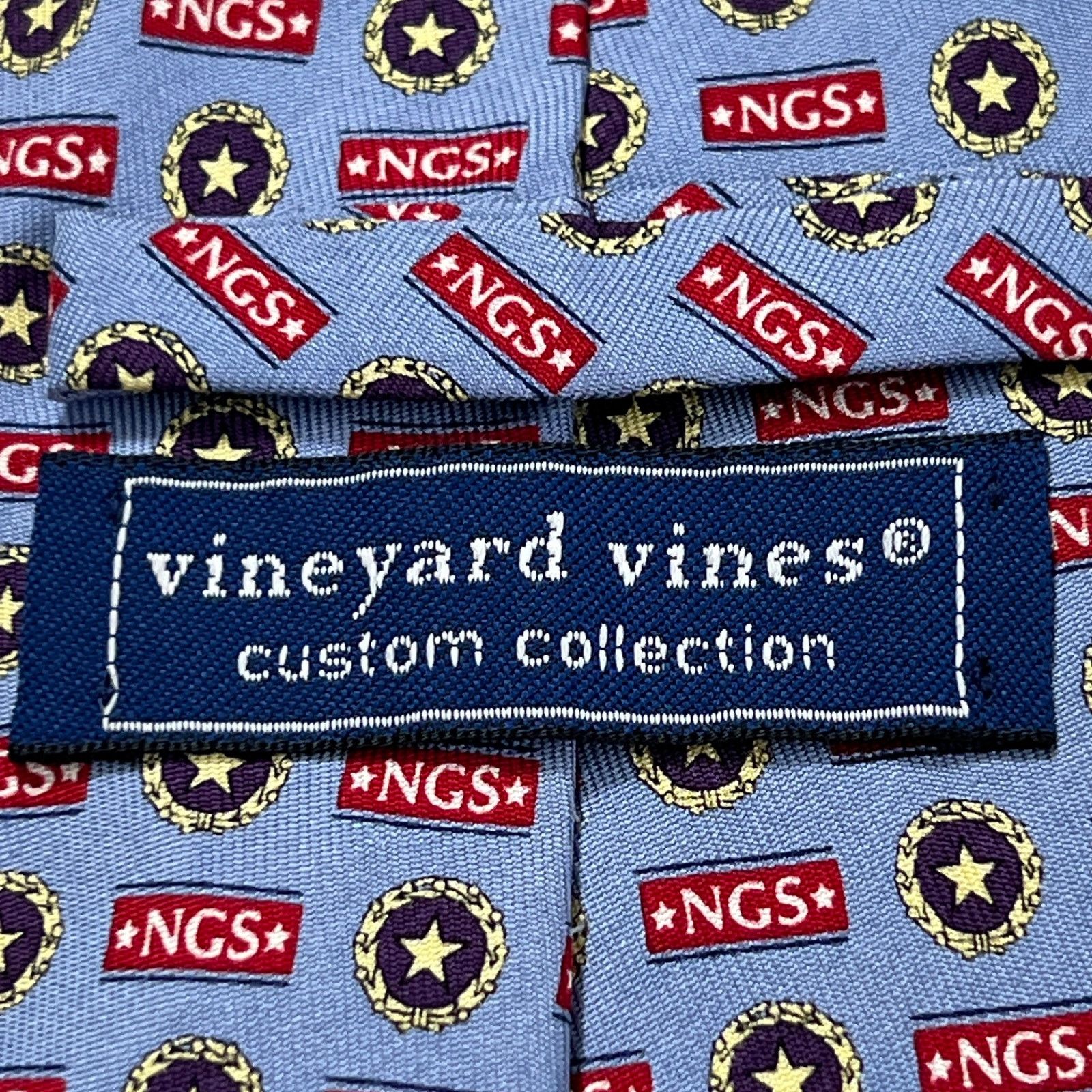 Vineyard Vines Vineyard Vines Men's Tie NGS Blue Red 100% Silk Necktie Size ONE SIZE - 3 Thumbnail