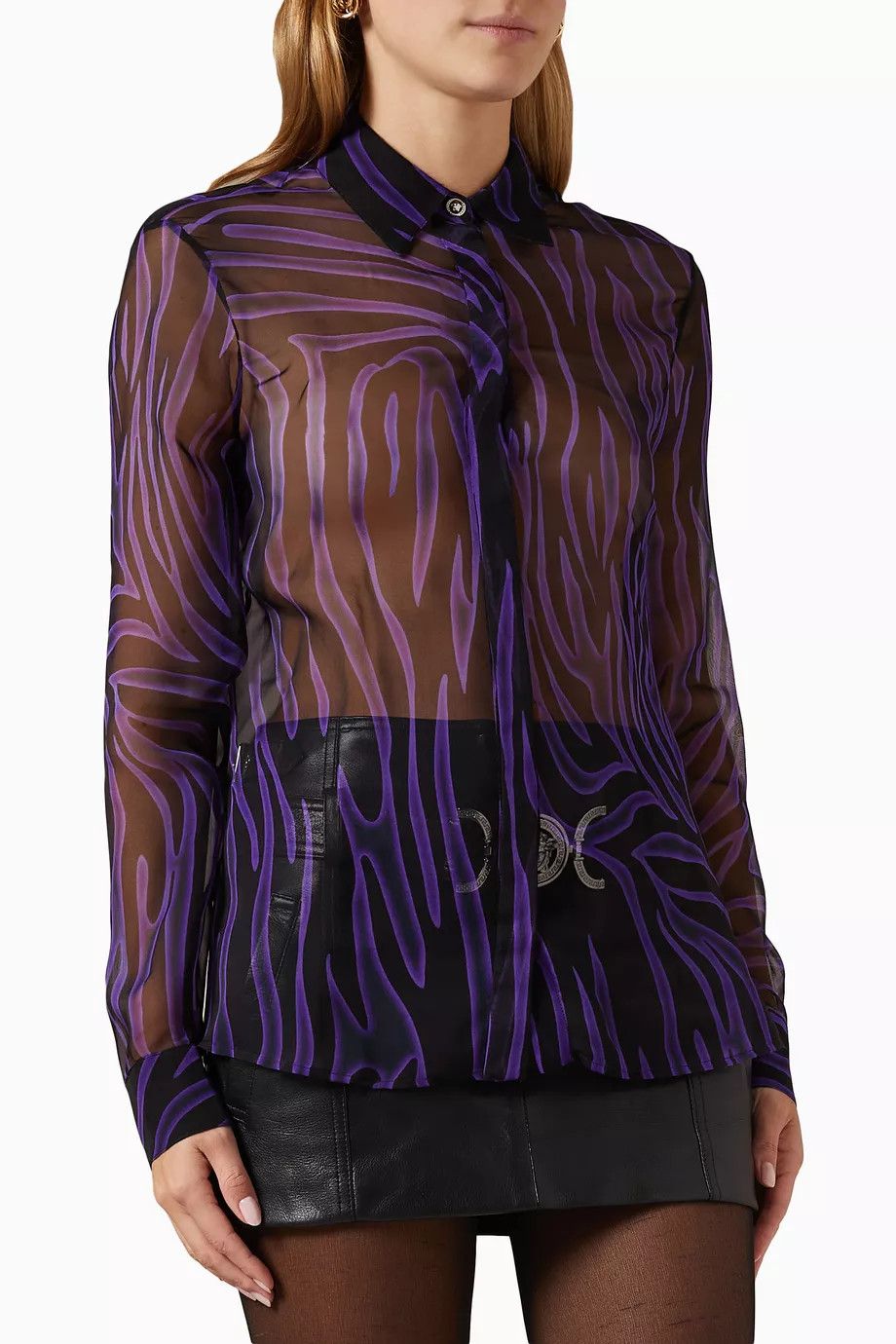 o1y0226 Silk Shirt in Purple/Black