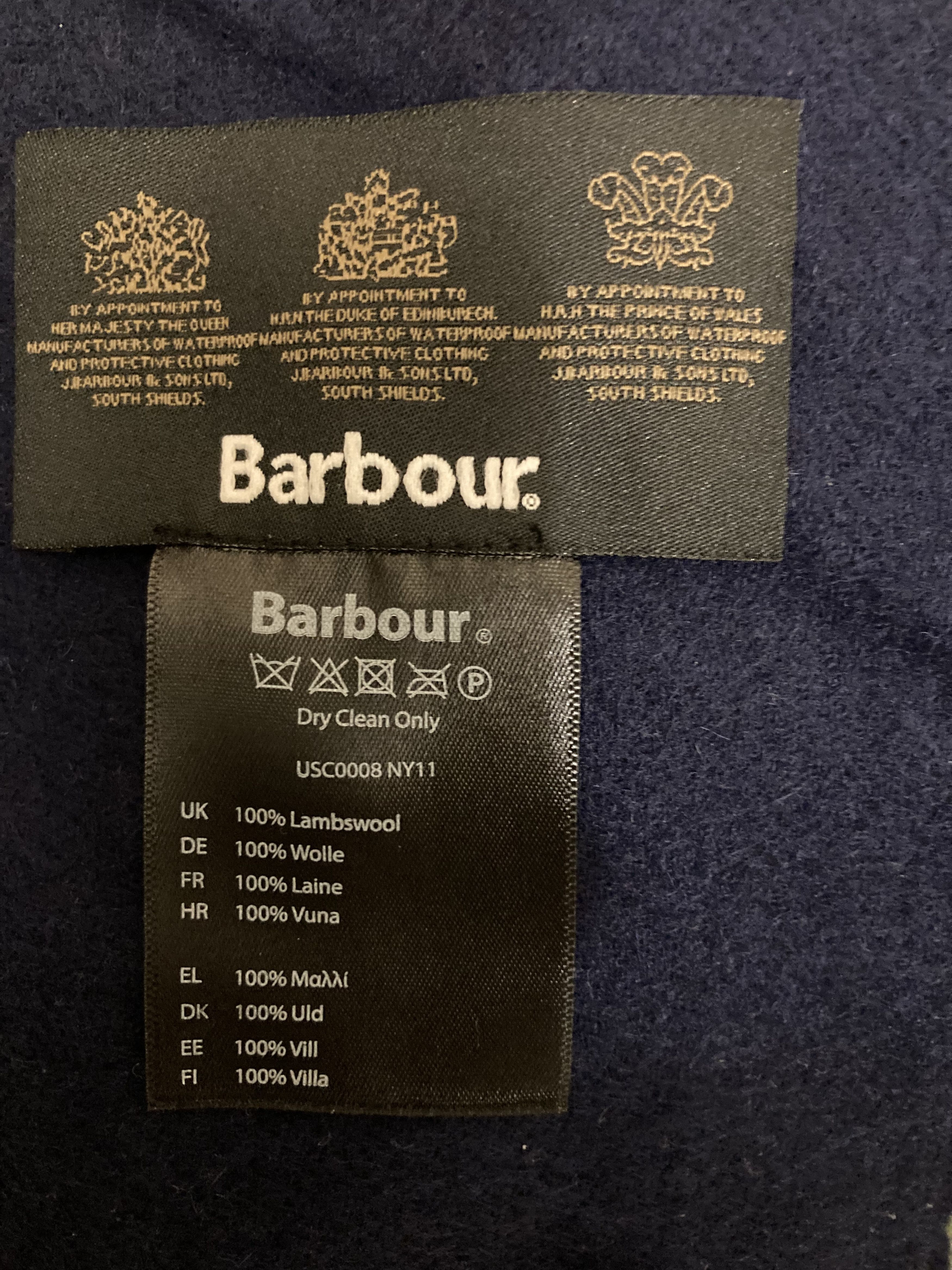 Barbour Barbour Classic Scarf Navy Blue 100% Wool Fringe Size ONE SIZE - 3 Thumbnail
