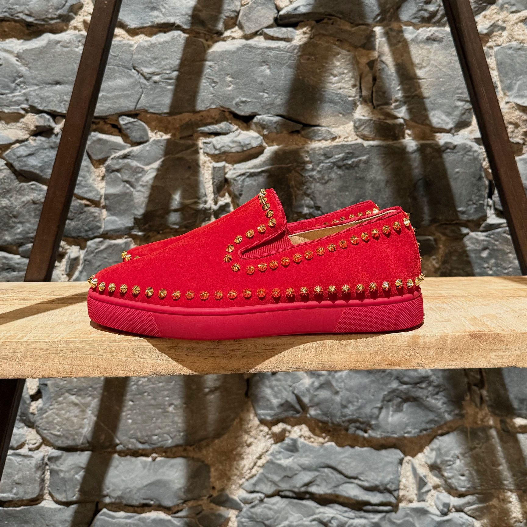Christian Louboutin Christian Louboutin Red Suede Pik Boat Spike Sneakers Size US 9 / IT 39 - 4 Thumbnail