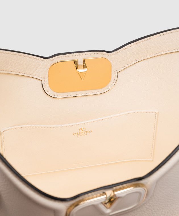 Valentino o1s22i1n0924 Size: OS / Vlogo Leather Hobo Bag in White Size ONE SIZE - 4 Thumbnail