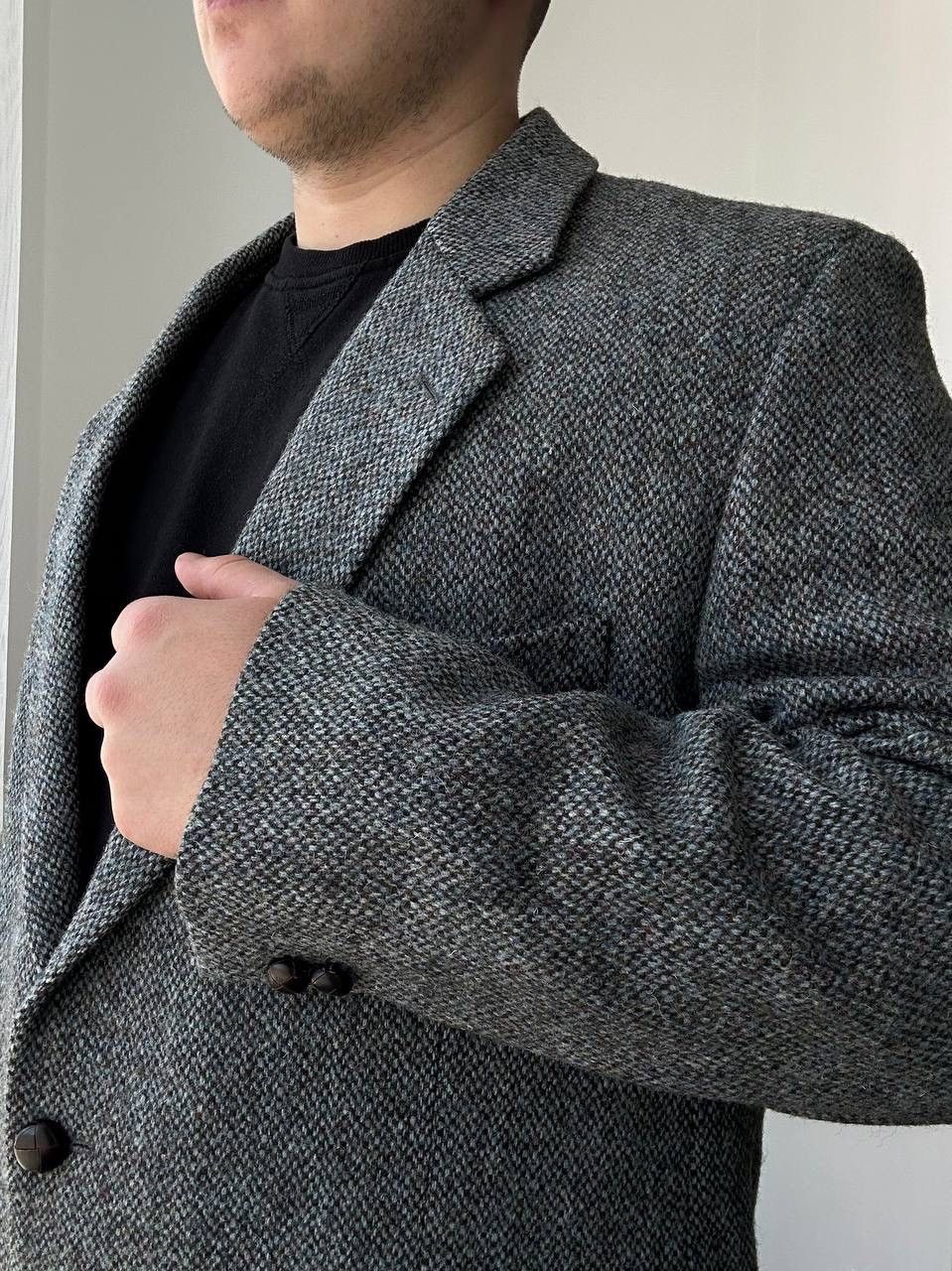Harris Tweed × Vintage Vintage Harris Tweed Wool Bottons Blazer Coat Jacket Size 52R - 6 Thumbnail