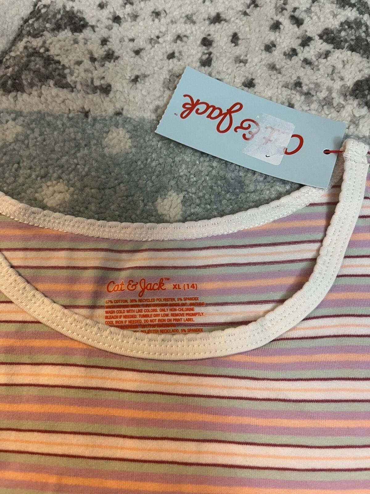 Other Girls XL 14 Striped Tee Short Sleeve NWT Soft Pastel Stripe Size ONE SIZE - 3 Thumbnail