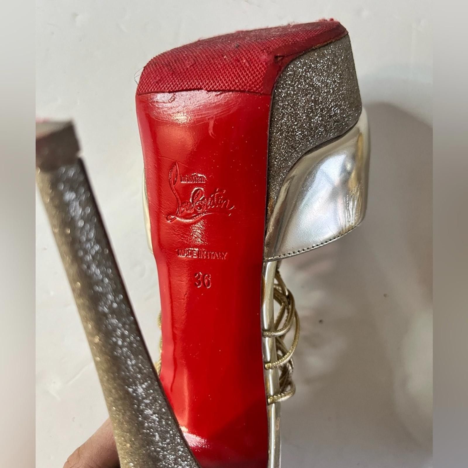 Christian Louboutin Christian Louboutin Lady Peep Glitter Platform Heels EU 36 Size US 5.5 / IT 35.5 - 5 Thumbnail