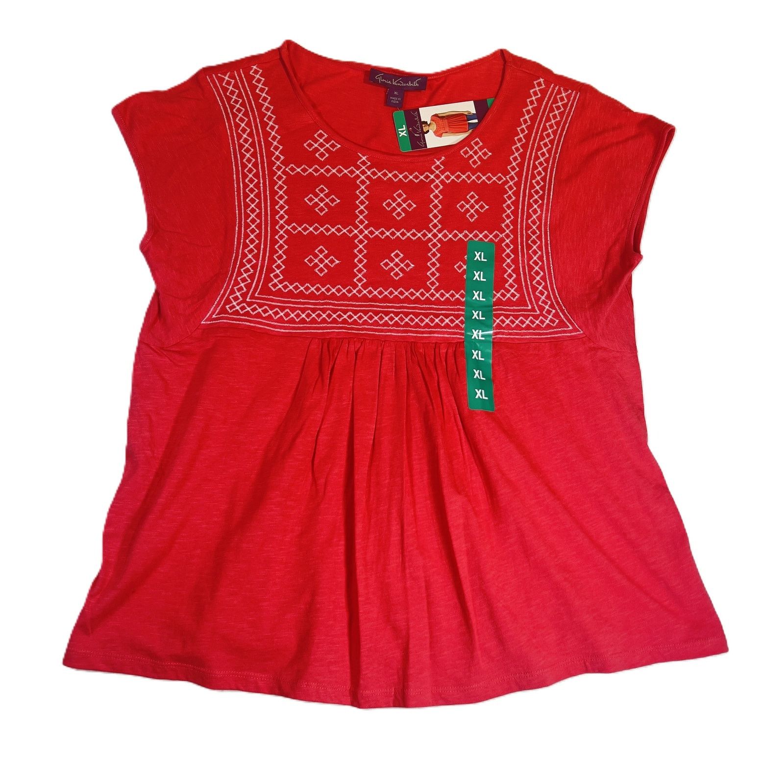 Gloria Vanderbilt Gloria Vanderbilt Scoop Neck Shirt Woman XL NEW Embroidery Size XL / US 12-14 / IT 48-50 - 1 Thumbnail