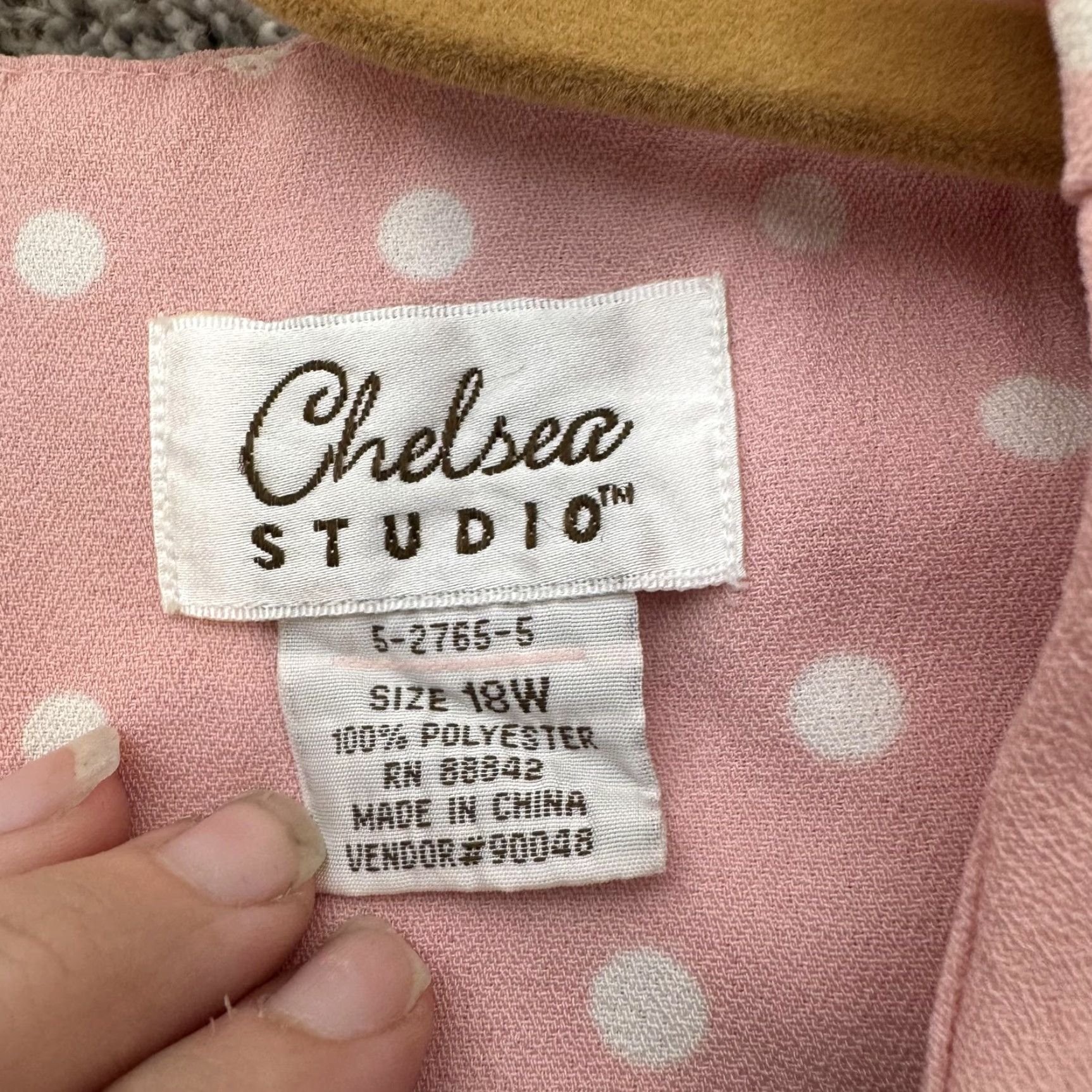 Vintage Chelsea Studio Dress 18W Plus Polka Dot Classic Retro Mod 60s 80s Cottagecore Women Dress Long Pink Polka Dot 60s 80s Womens 18W Plus Size XXL / US 16-18 / IT 52-54 - 2 Thumbnail
