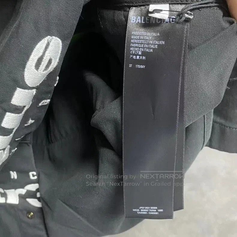 balenciaga's latest black art print embroidered logo short