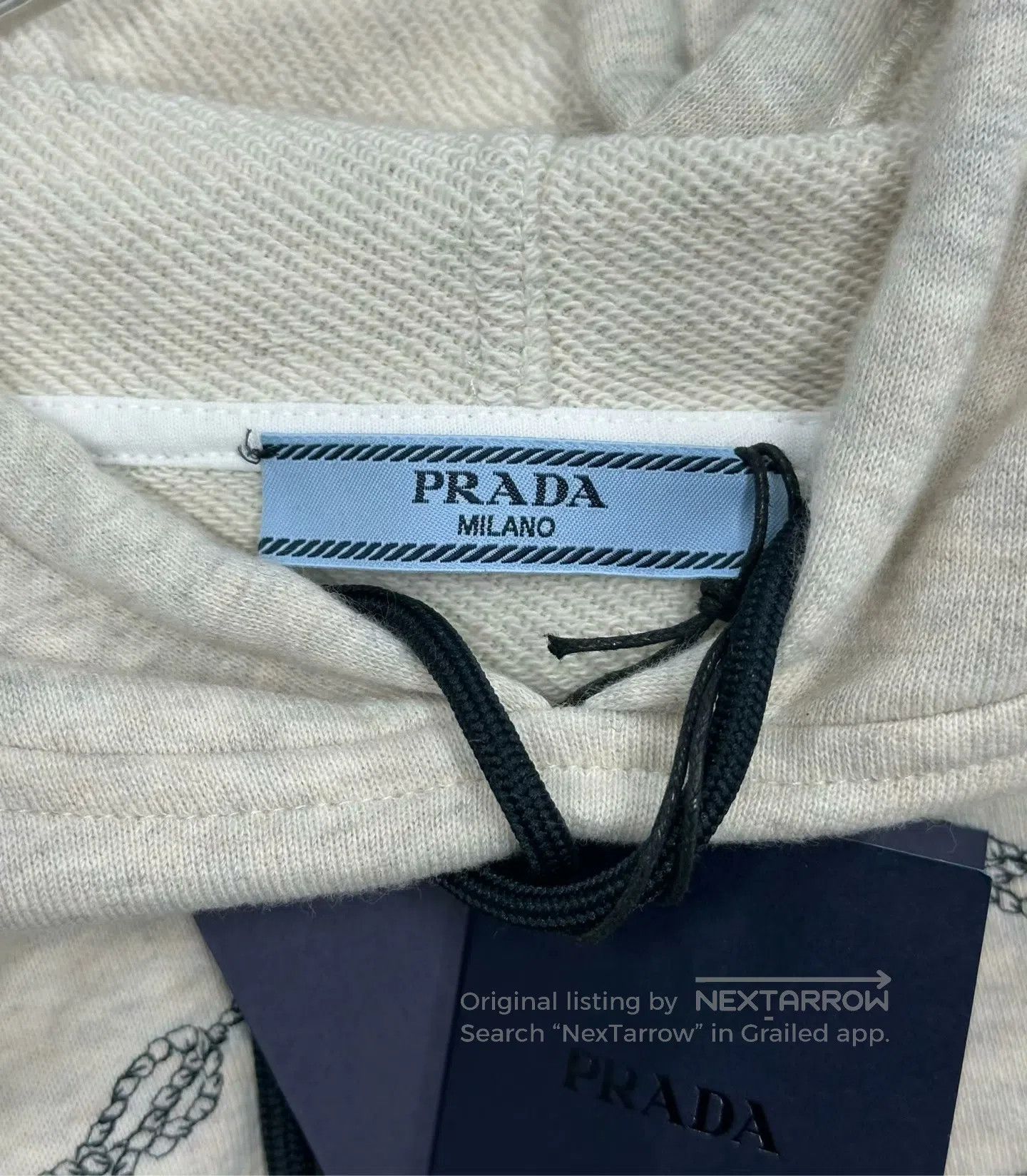 Prada Prada Grey Letter Logo Stripe Hooded Sweatshirt| Size US XS / EU 42 / 0 - 3 Thumbnail