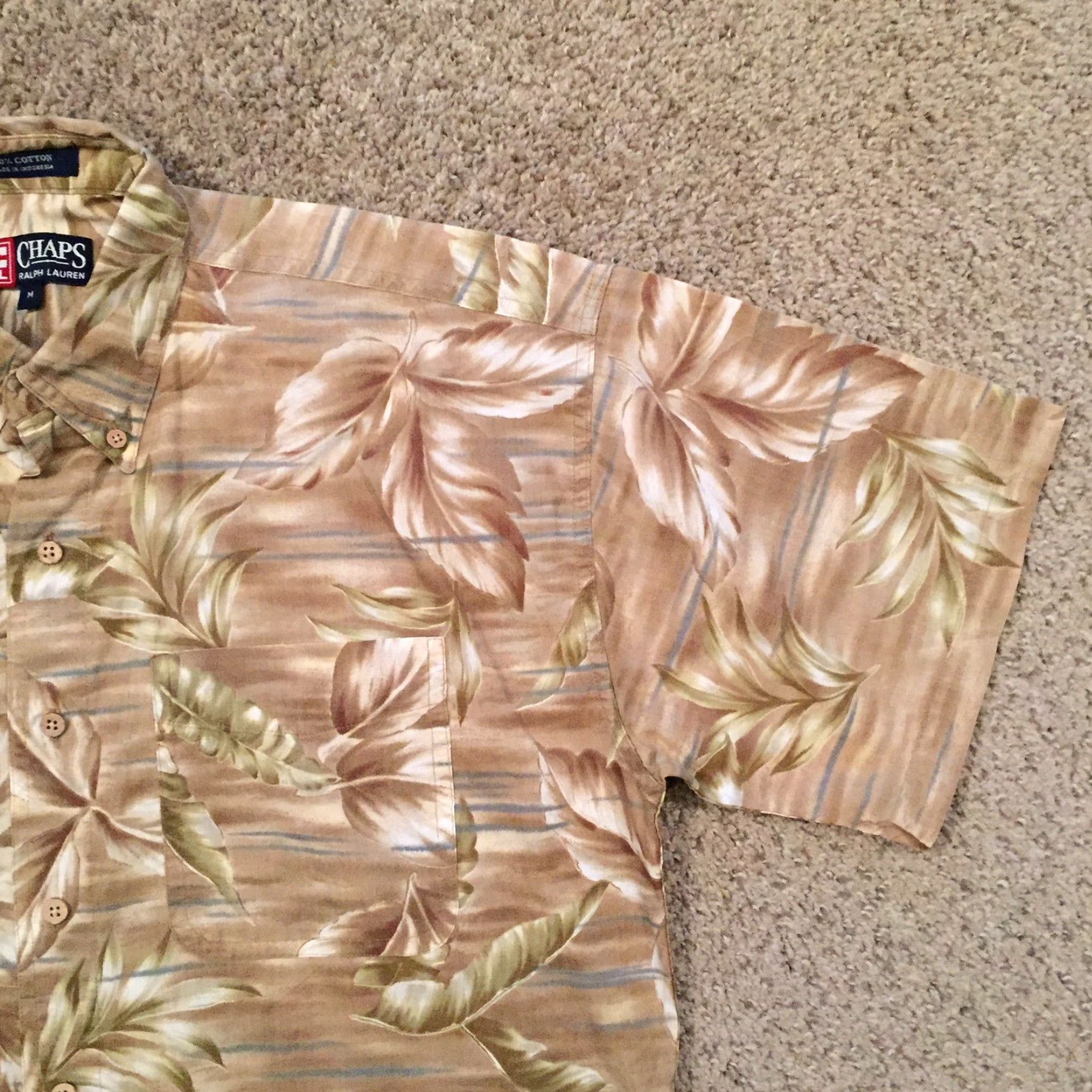 Chaps Chaps Ralph Lauren Shirt Mens M Beige Floral Short Sleeve Button Up Size US M / EU 48-50 / 2 - 4 Thumbnail