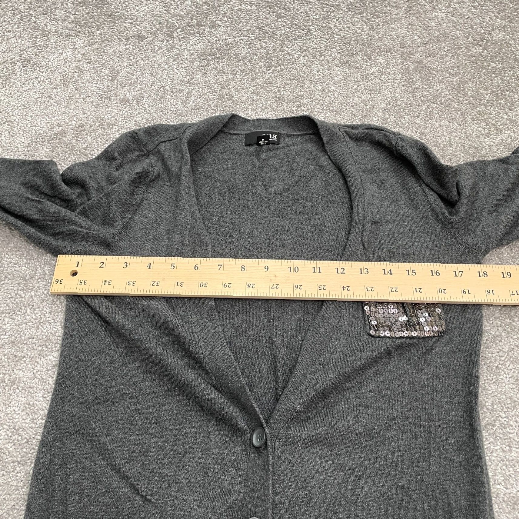 Vintage A New Approach Cardigan Women M Gray Knit Sequin Pocket Lightweight Breathable Cotton Modal Button Long Sleeve Designer Classic Womens Size M / US 6-8 / IT 42-44 - 7 Thumbnail