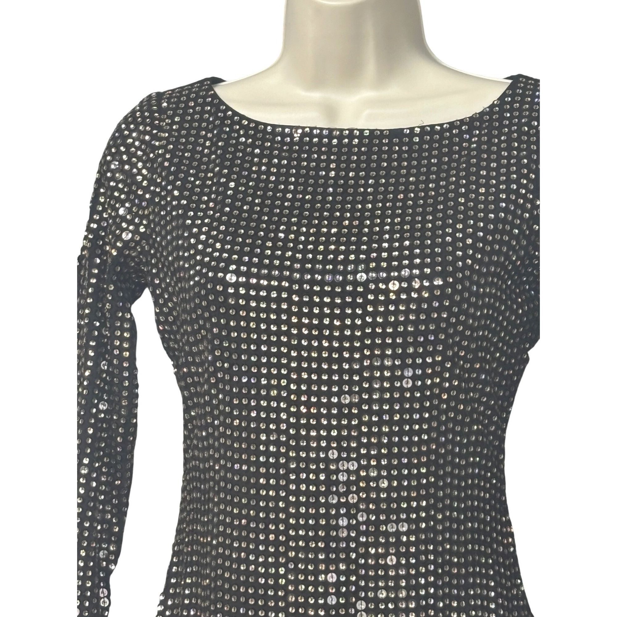 GUESS Beatriz Backless Sequin Dress, Black/Gold, XS