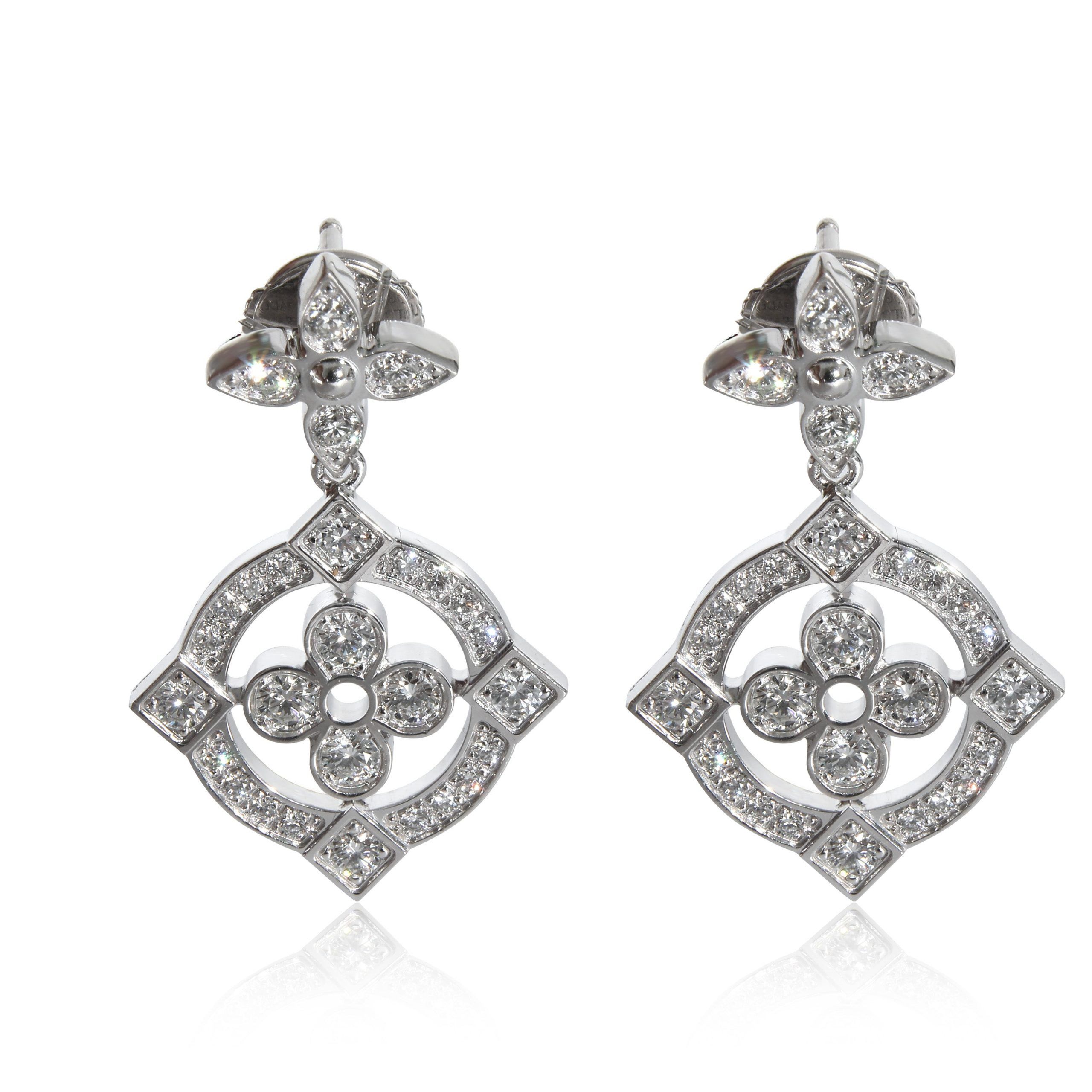 image of Louis Vuitton Dentelle Earrings In 18K White Gold 0.80 Ctw, Women's
