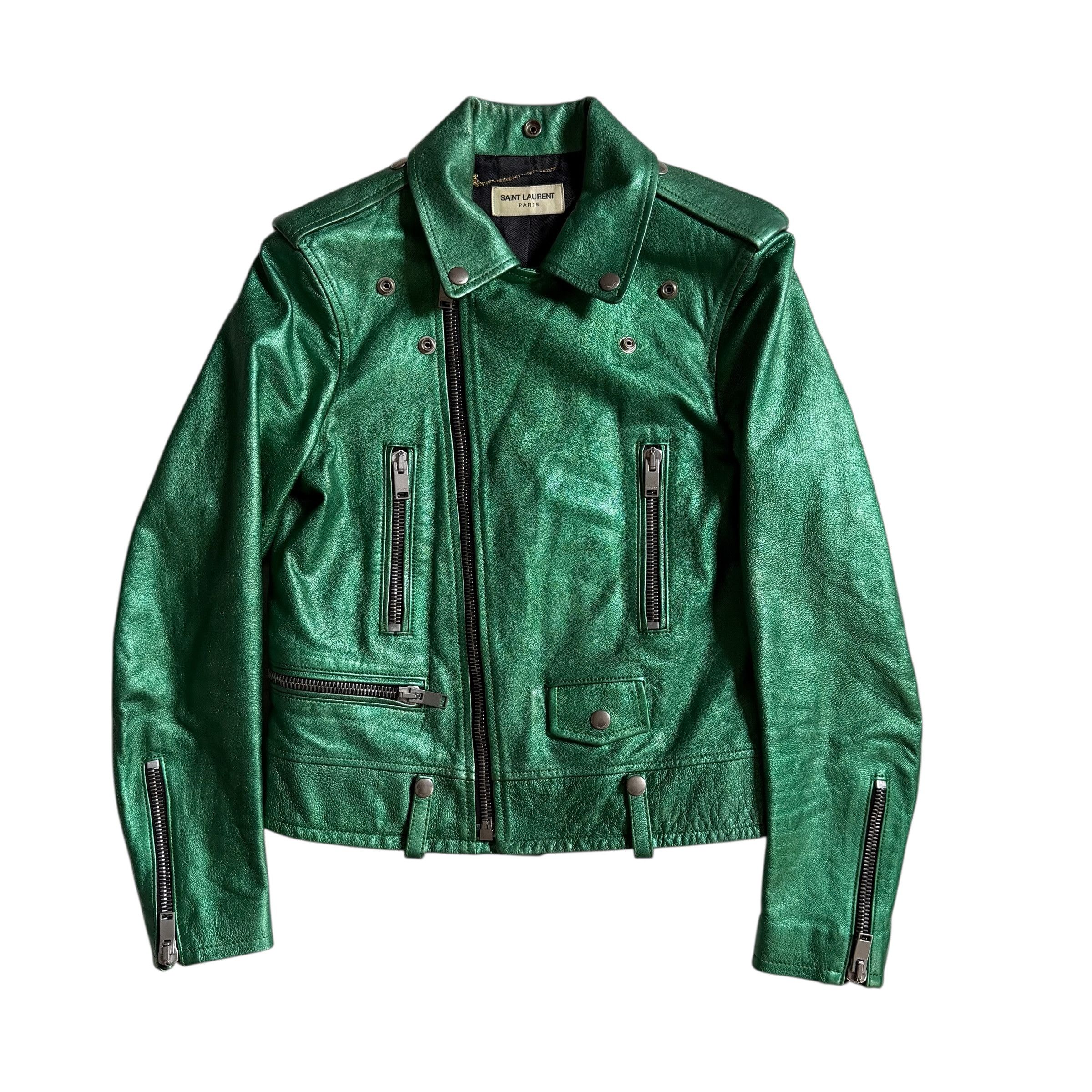 Yves Saint Laurent SAINT LAURENT 2013 HEDI SLIMANE LEATHER BIKER JACKET Size S / US 4 / IT 40 - 1 Thumbnail