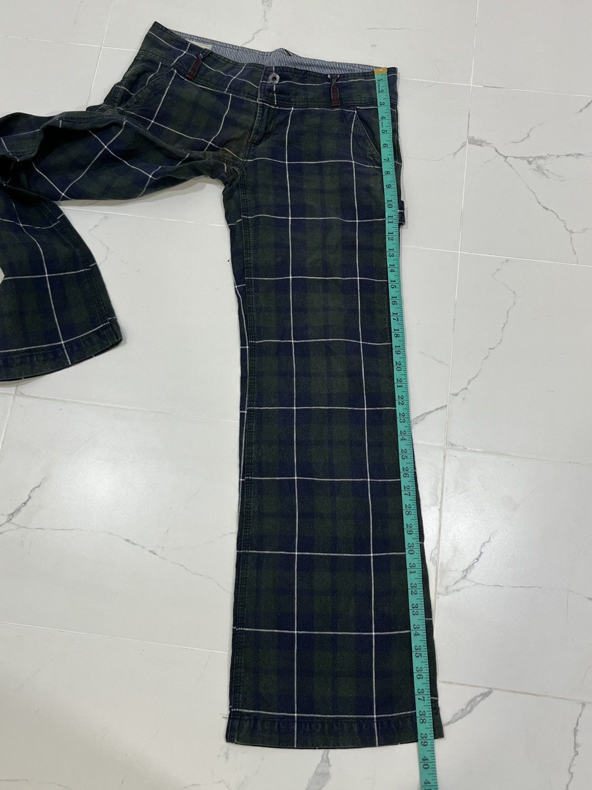 Japanese Brand Japan Designer Betty Smith Lowrise Super Flared Tartan Pants Size 32" / US 10 / IT 46 - 21 Thumbnail
