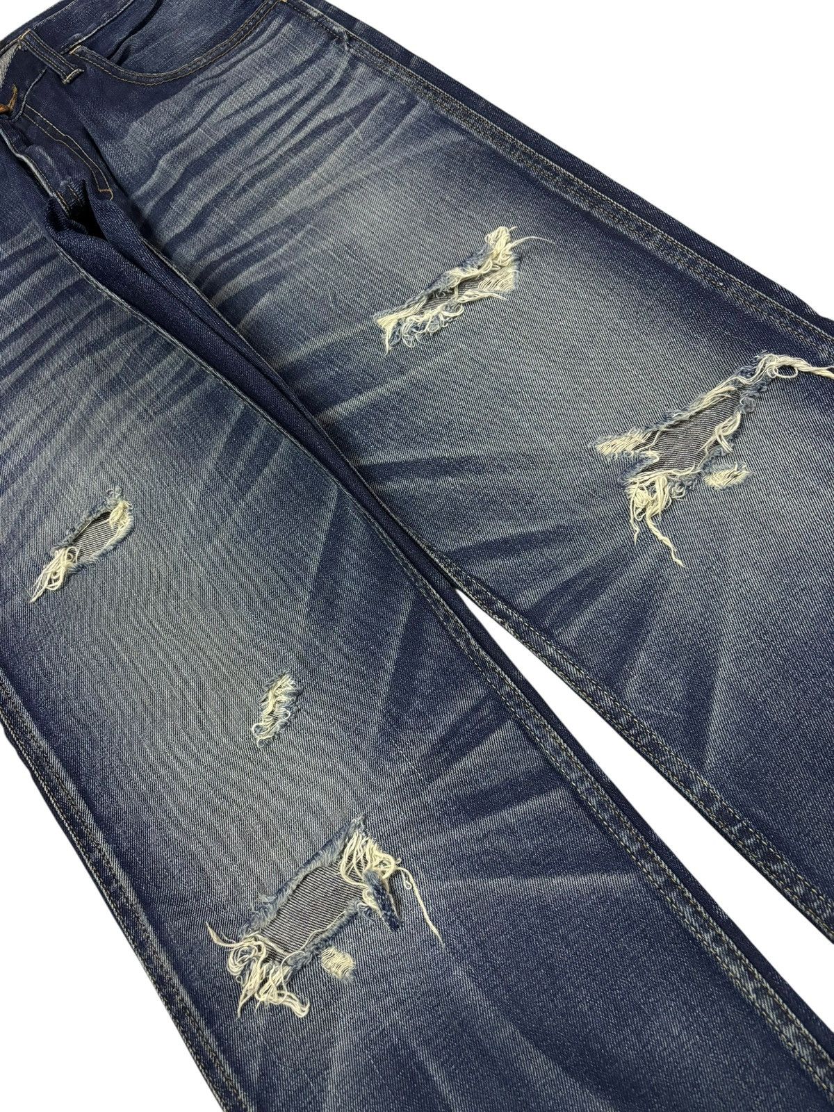 Japanese Brand Vtg Back Number Japan Buckle Whisker Faded Distress Jeans Size US 32 / EU 48 - 4 Thumbnail