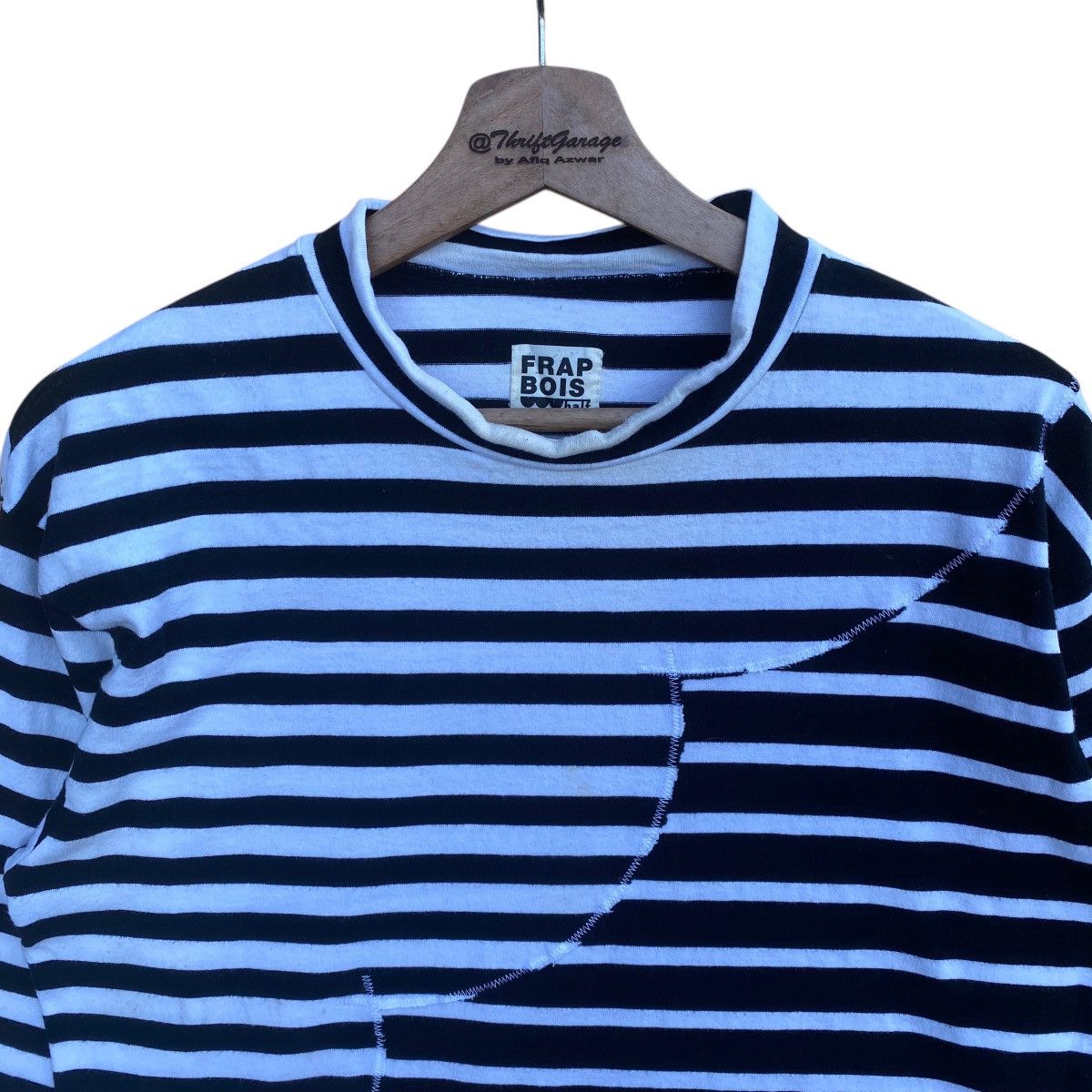 Designer × Frapbois × Issey Miyake Frapbois Half by ISSEY MIYAKE Stripes Longsleeve Tee Shirt Size M / US 6-8 / IT 42-44 - 2 Thumbnail