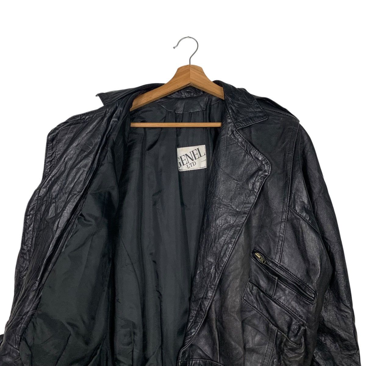 Vintage GENEL England Real Leather Double Collar Jacket #2164-C95 Size US L / EU 52-54 / 3 - 10 Thumbnail